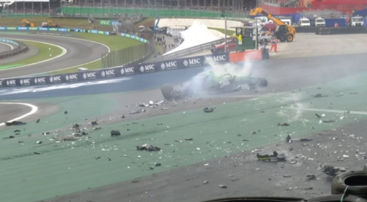 Bortoleto's Sauber car was destroyed but the driver appeared to be fine