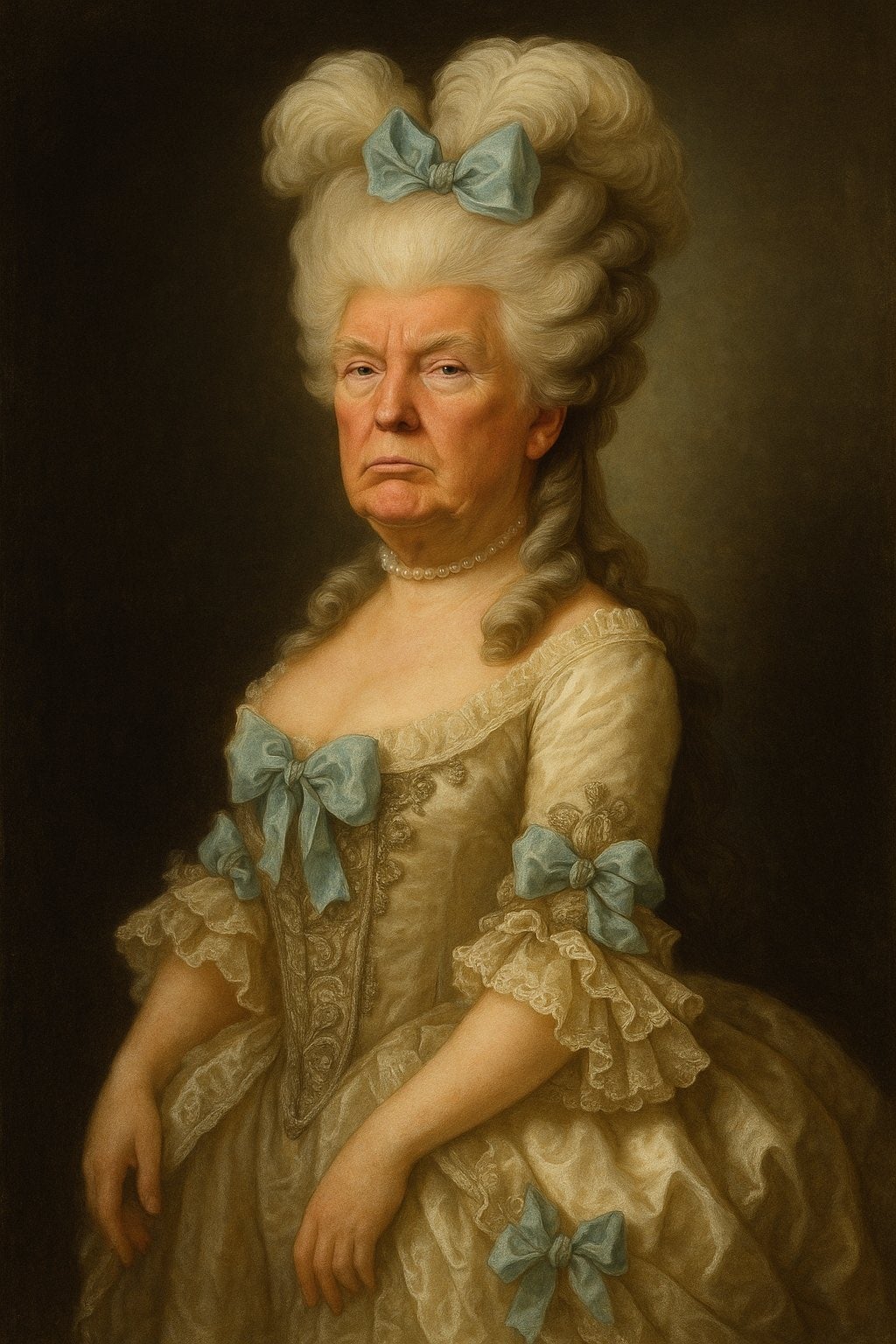 California Governor Gavin Newsom once again posted this AI-generated image of President Donald Trump as Marie Antoinette. His press office captioned the post: “GOOD NIGHT, PEASANTS”