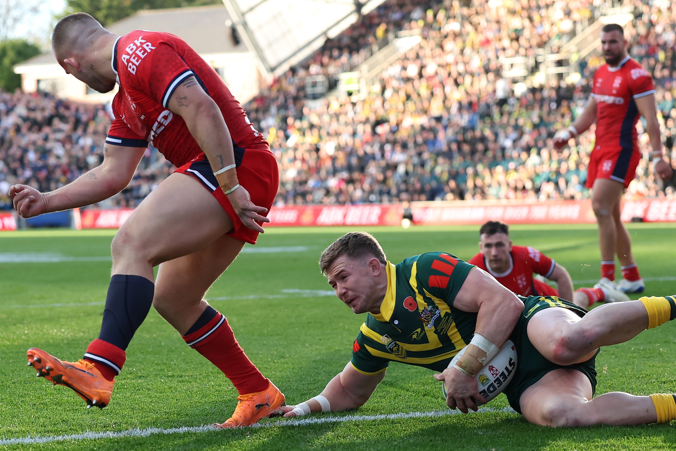 Hudson Young scored Australia’s second try as hope of England joy diminished