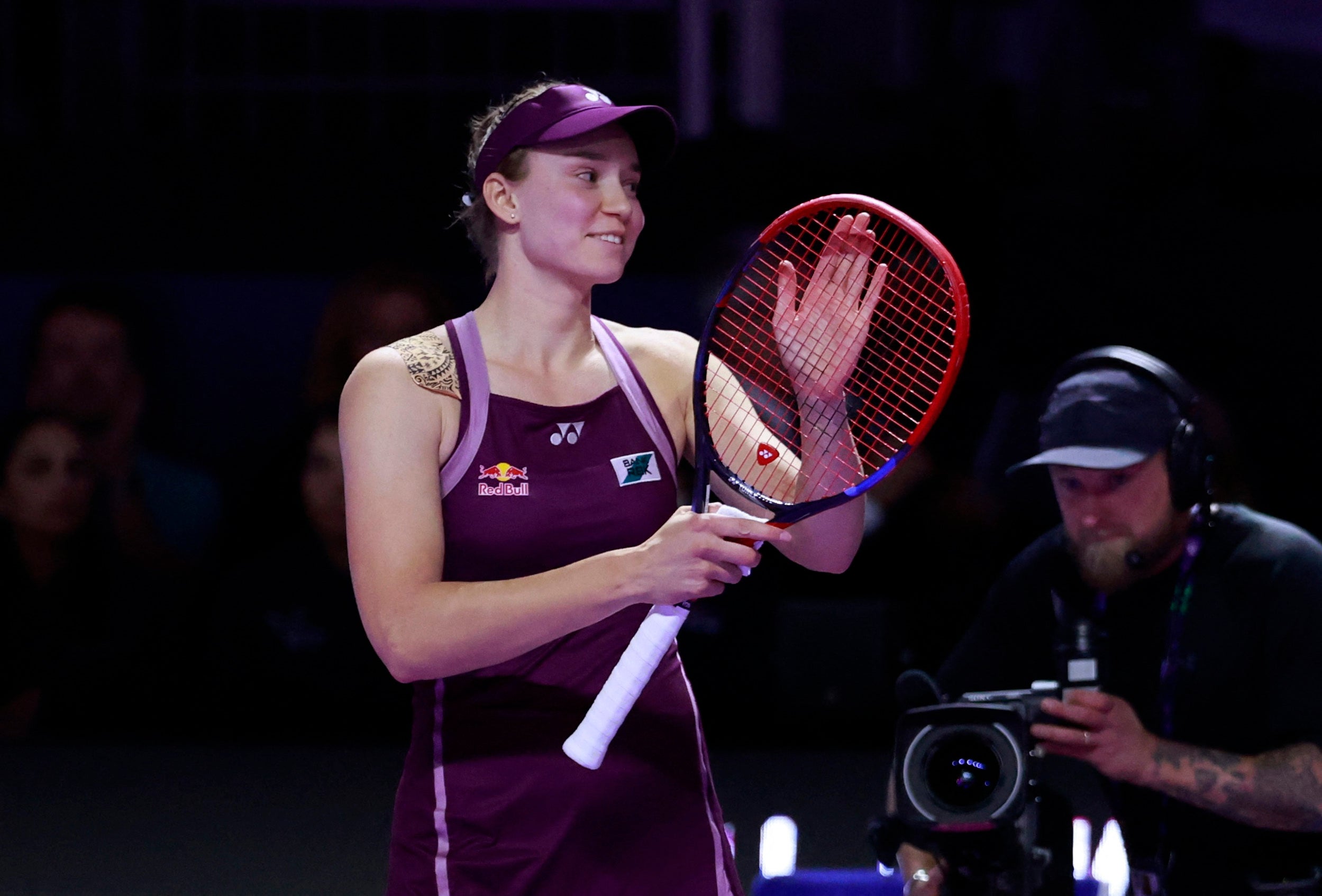 Elena Rybakina celebrates after winning the WTA Finals