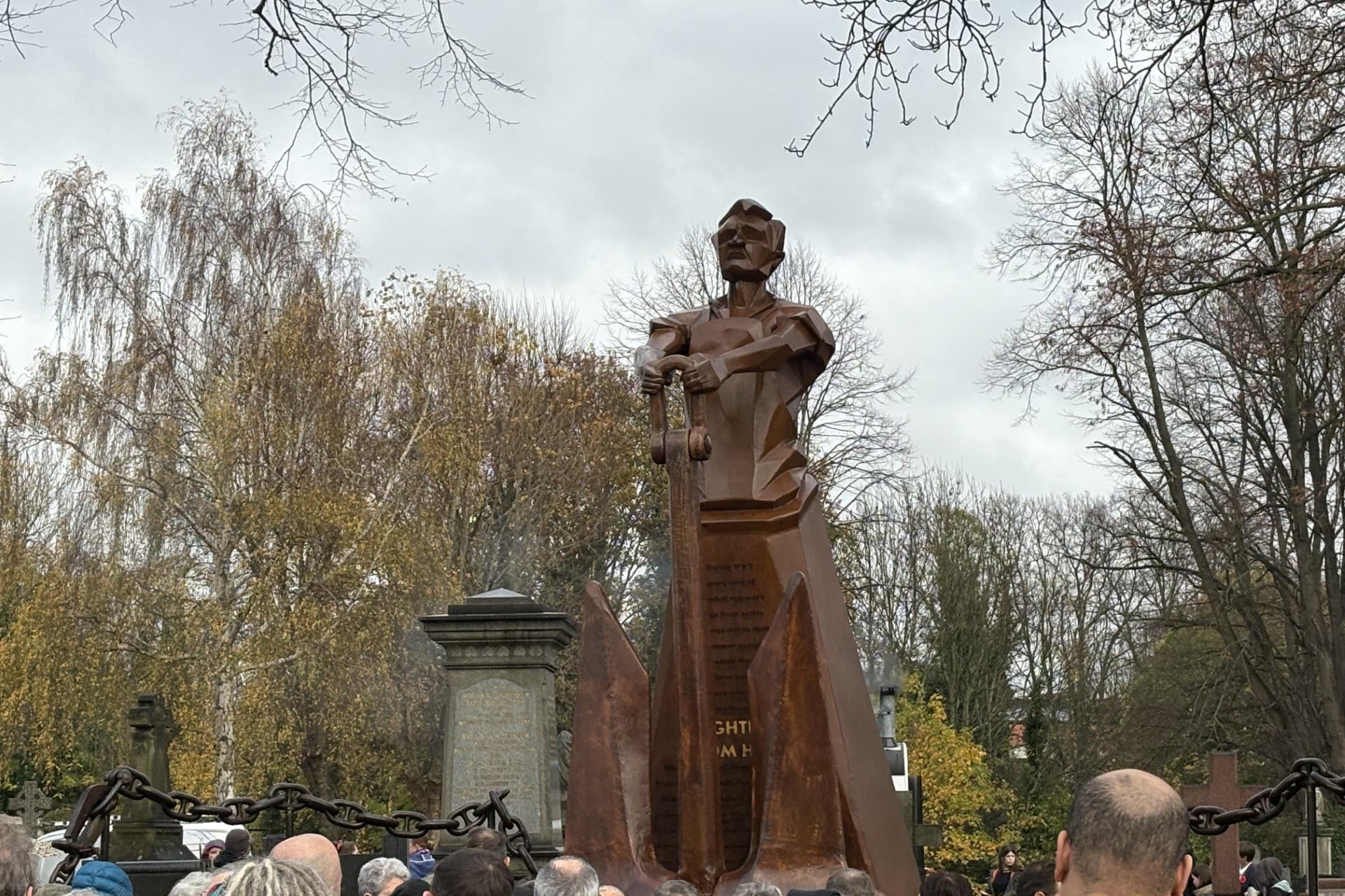 The Fighting From Home statue unveiled on Remembrance Sunday (Matthew Cooper/PA)