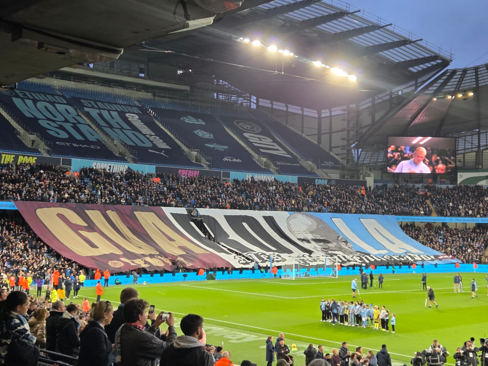 Fans celebrated Pep Guardiola before kick-off
