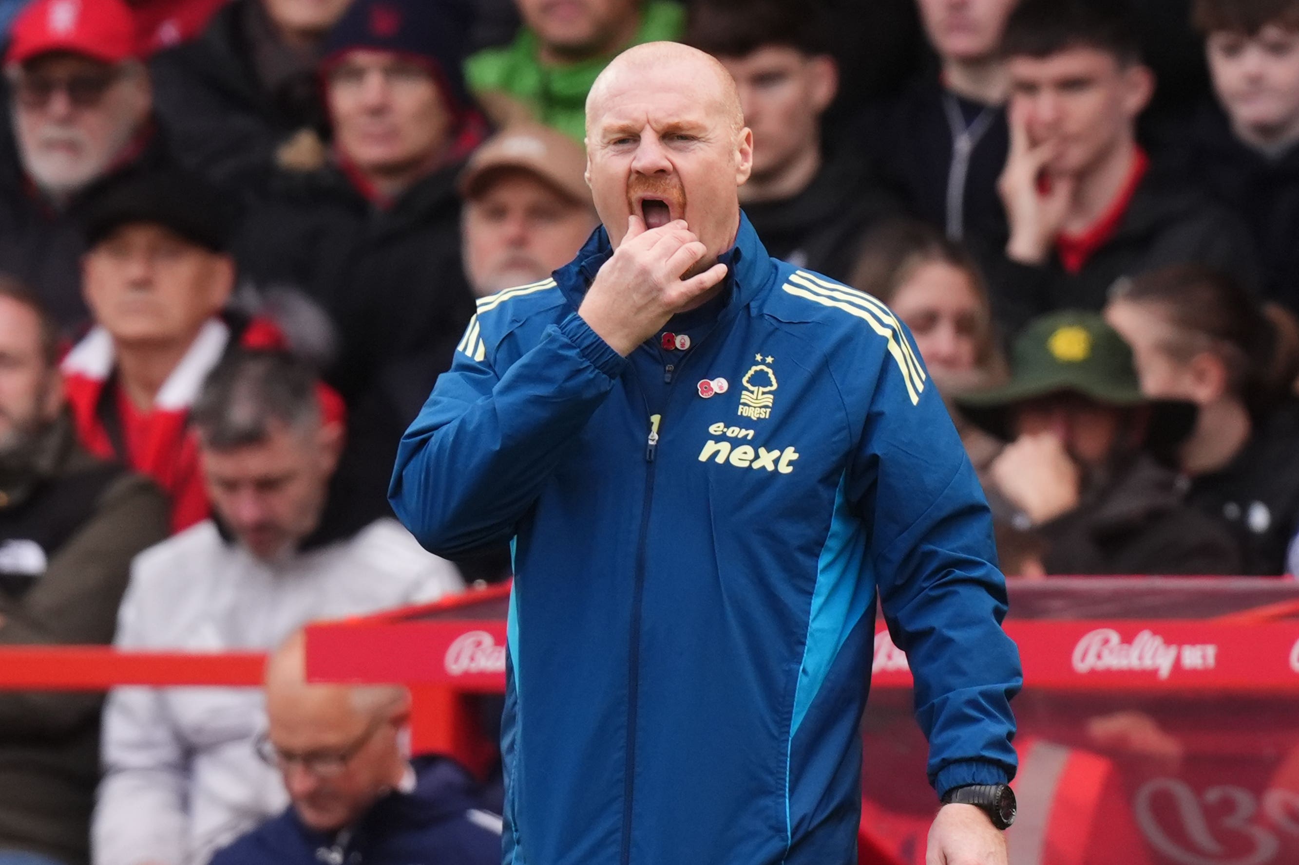 Forest head coach Sean Dyche on the touchline against Leeds (Mike Egerton/PA)
