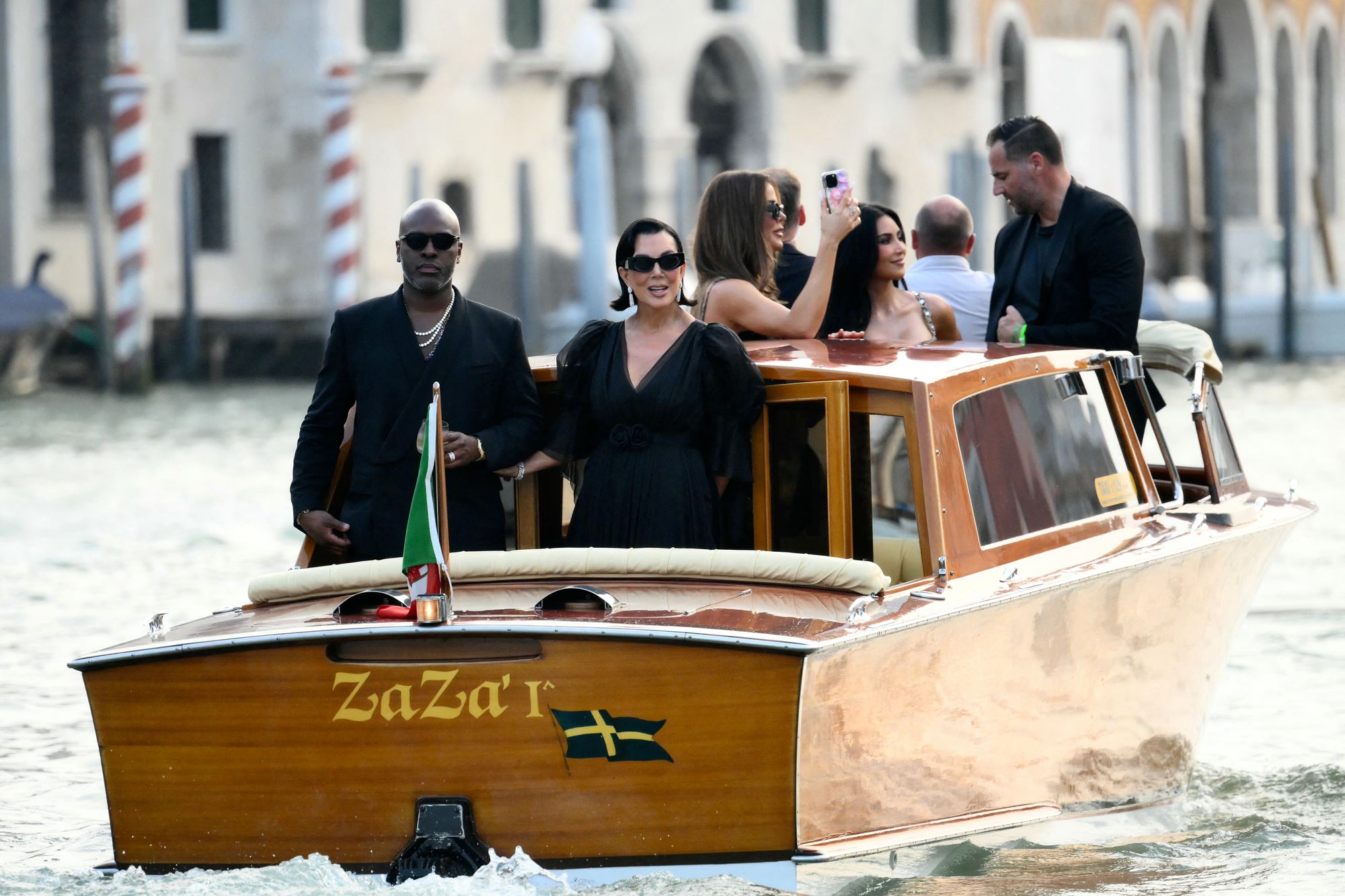 Kris Jenner, her boyfriend Corey Gamble, and daughters Kim and Khloe attended Jeff Bezos and Lauren Sanchez's June wedding in Venice.