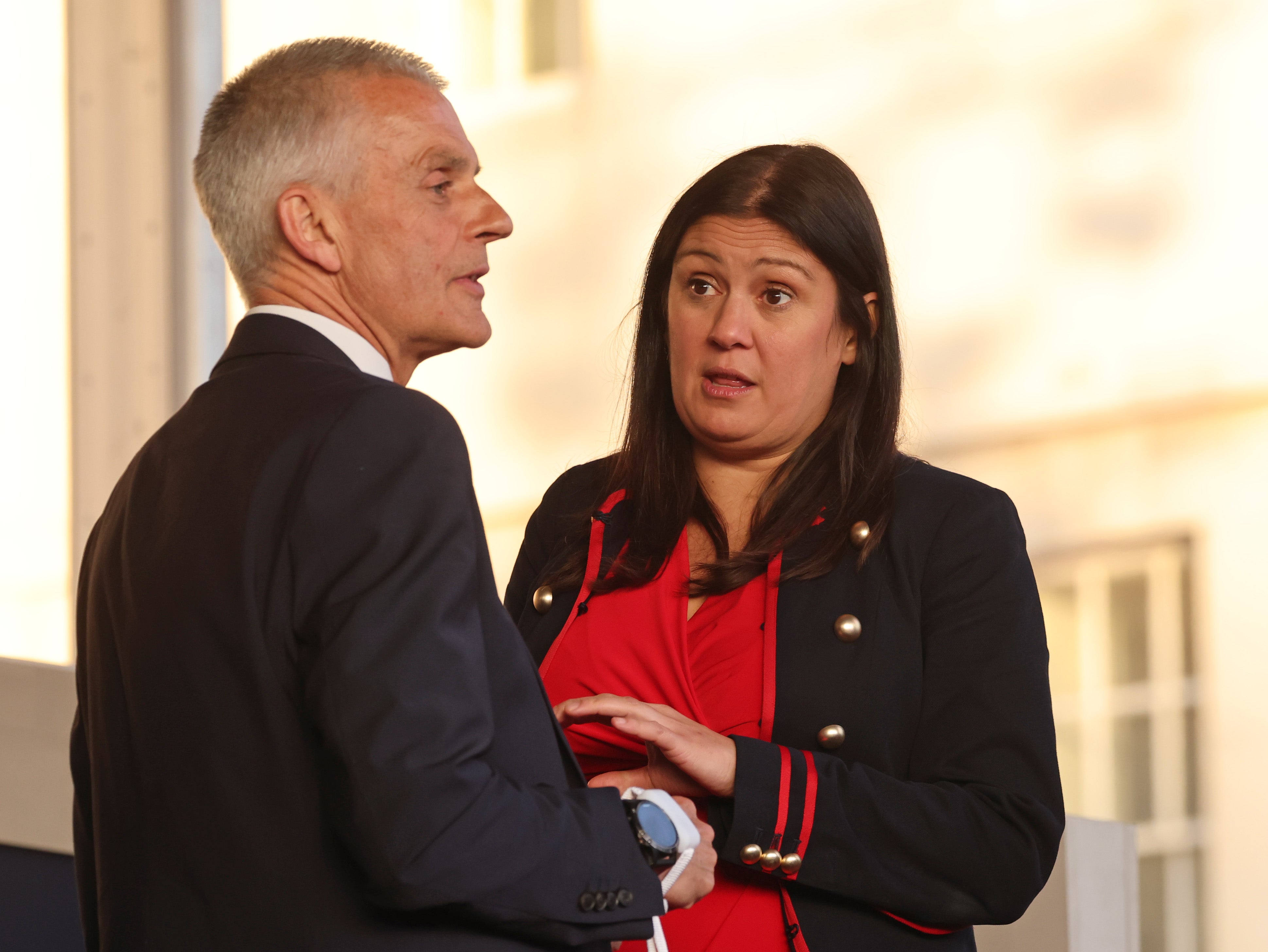 Tim Davie with culture secretary Lisa Nandy