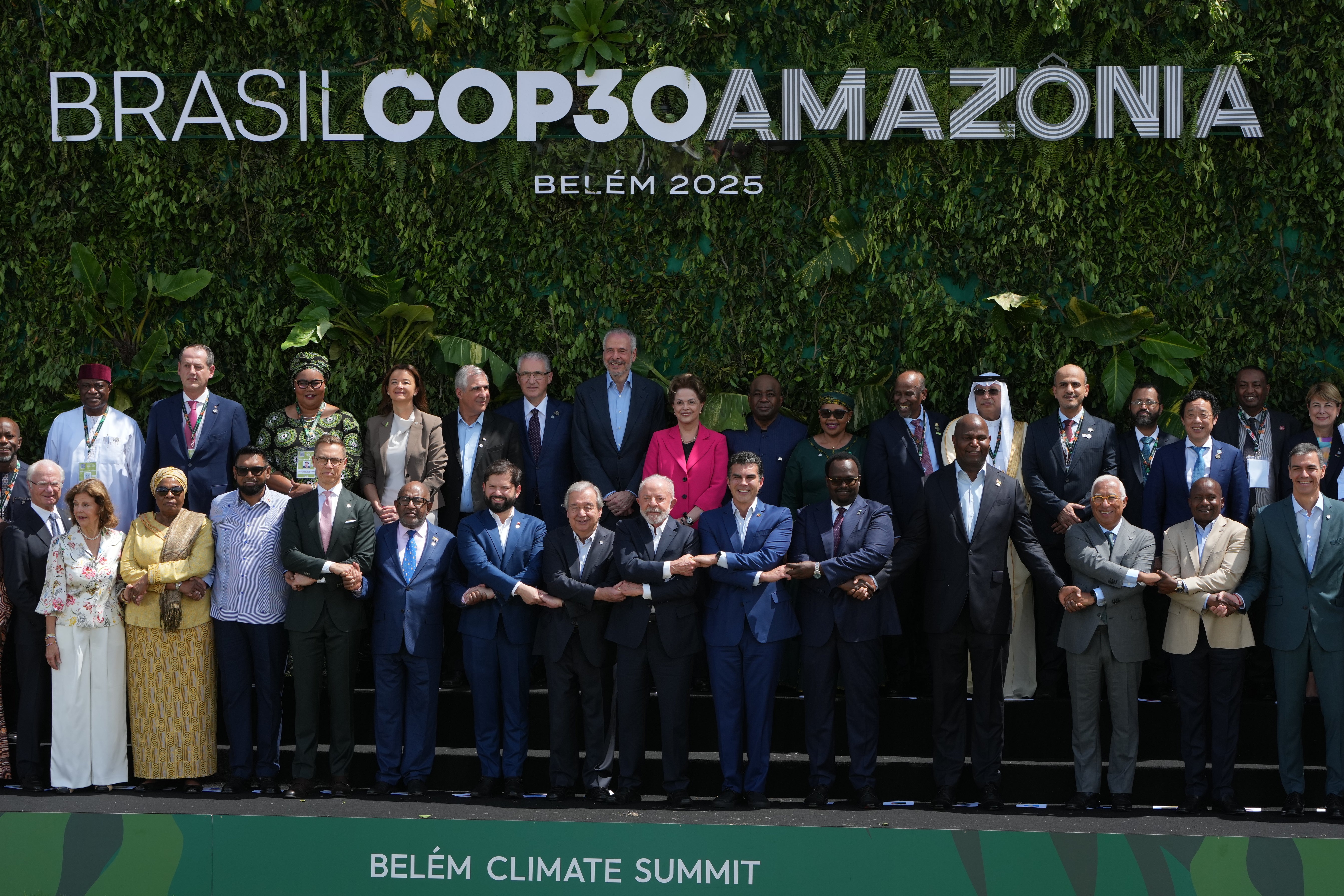 Leaders attending the COP30 UN Climate Summit pose for a group photo in Belem, Brazil