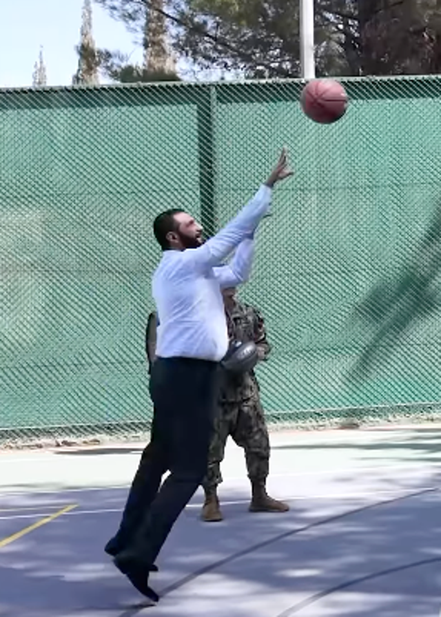 <p>Ahmed al-Sharaa shoots - and scores - in a clip shared by his foreign minister</p>