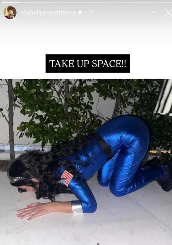 Actor Rachel Lynn Matthews dressed as Katy Perry during her infamous excursion to space in April