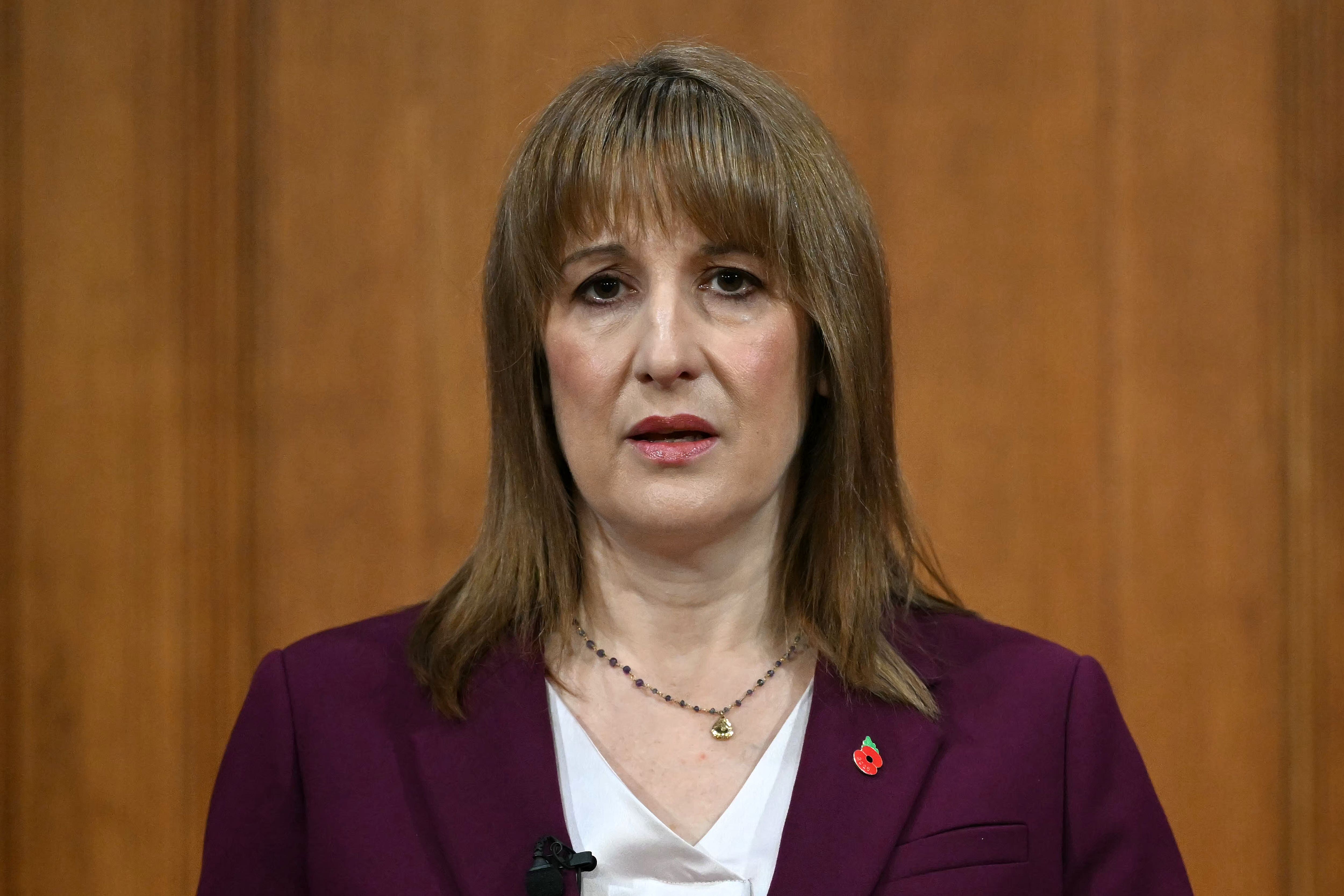 Chancellor Rachel Reeves delivers a speech in the media briefing room of 9 Downing Street in central London (Justin Tallis/PA)