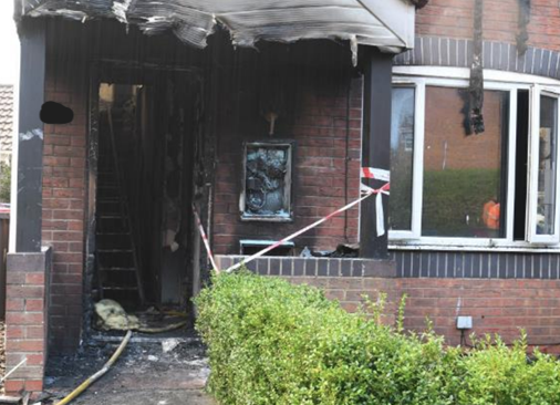 The front of the victim's house after Nicholas Martin set it alight