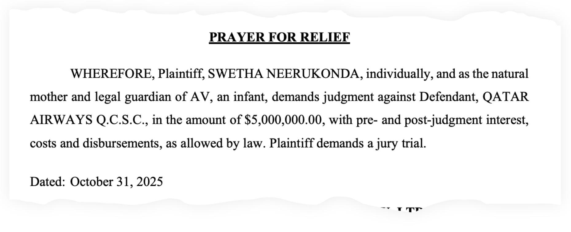 The mother of the 3-year-old girl who was sickened in the air is demanding $5 million from Qatar Airways