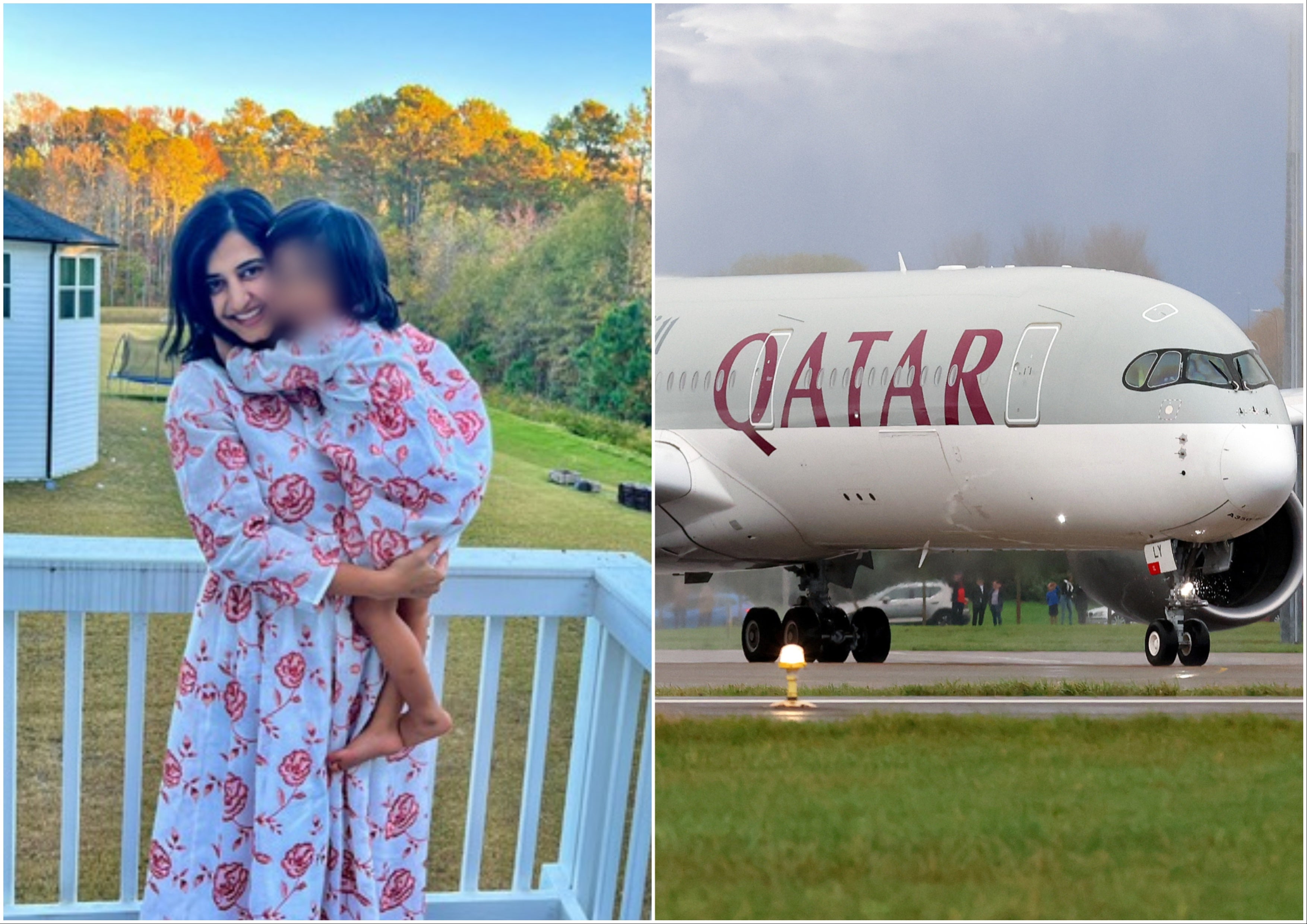 Swetha Neerukonda, seen here with her 3-year-old daughter, is suing Qatar Airways after the girl was hospitalized following a mid-air anaphylactic reaction the family blames on a flight attendant