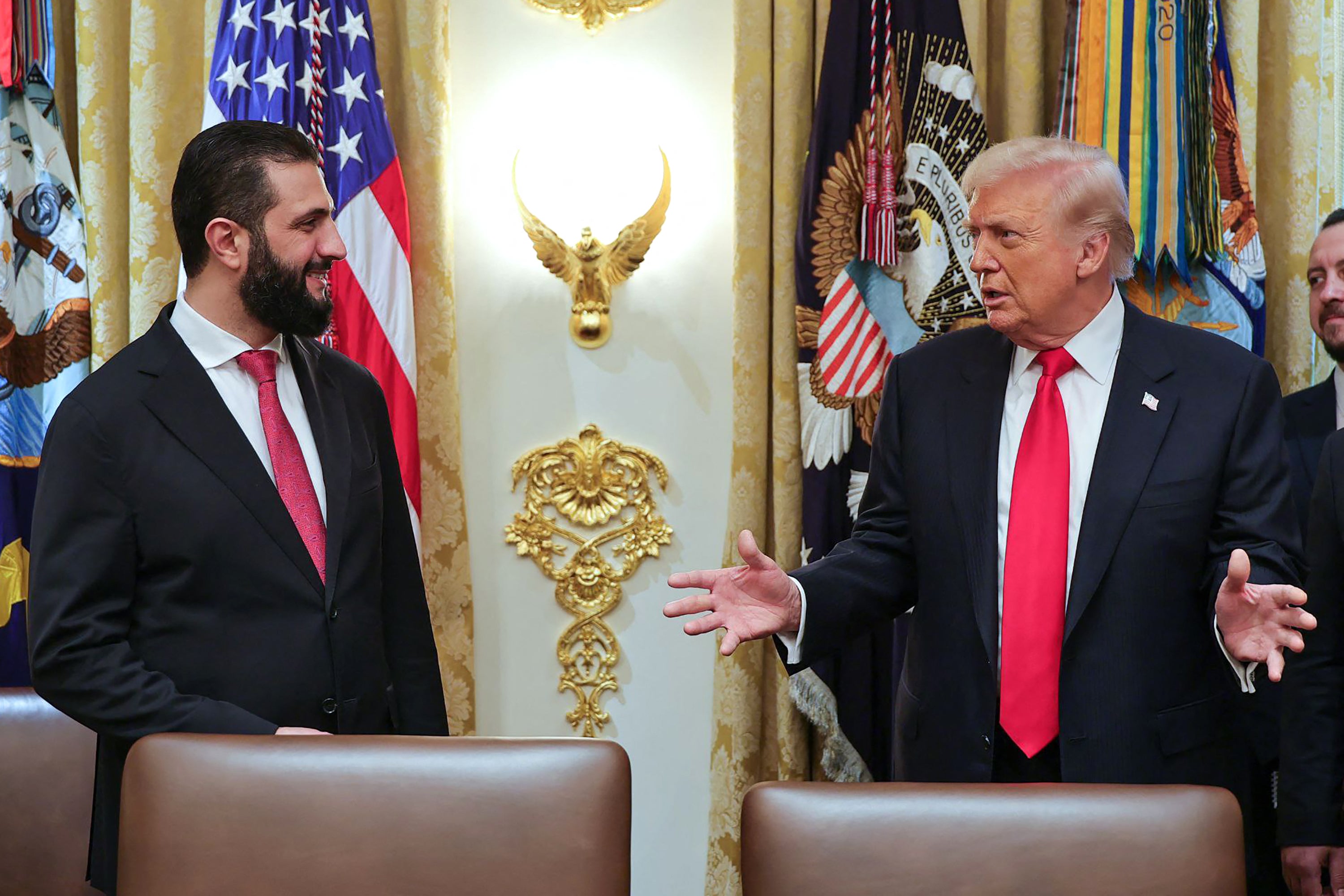 Syria's President Ahmed al-Sharaa meeting with US President Donald Trump at the White House