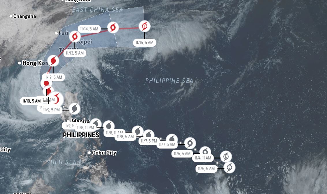 Typhoon Fung-wong is expected to make landfall in Taiwan later this week