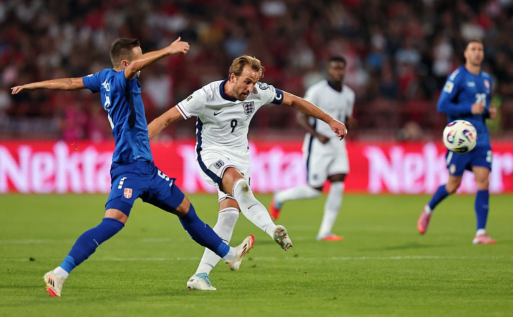 Harry Kane in action against Serbia in September