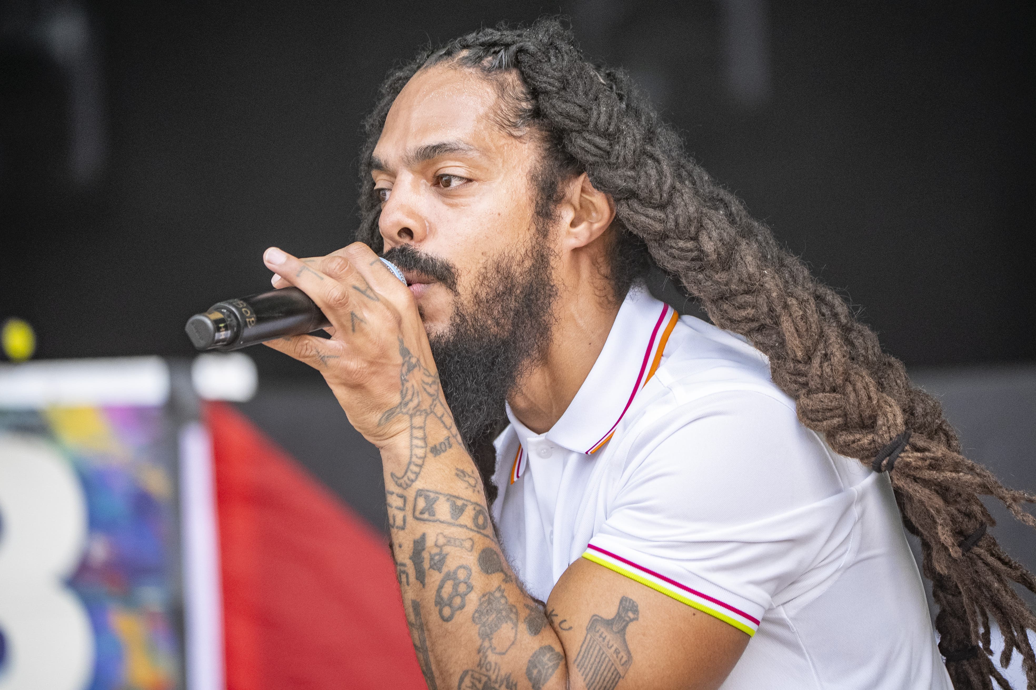 <p>Police have announced they will take ‘no further action’ following an investigation into a London Bob Vylan performance (Ben Birchall/PA)</p>