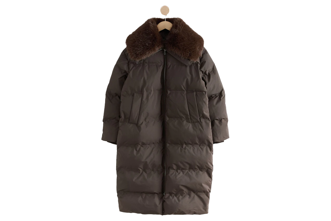 Best duvet coats Indybest review Next chocolate brown long padded coat with faux fur collar