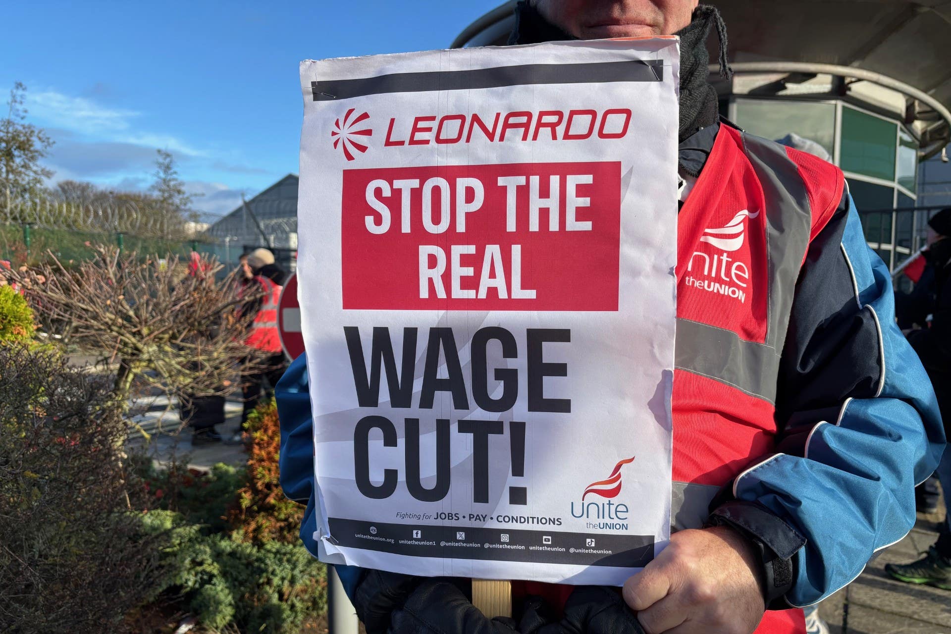 Hundreds of workers were on the picket line at Leonardo’s Edinburgh site on Wednesday morning
