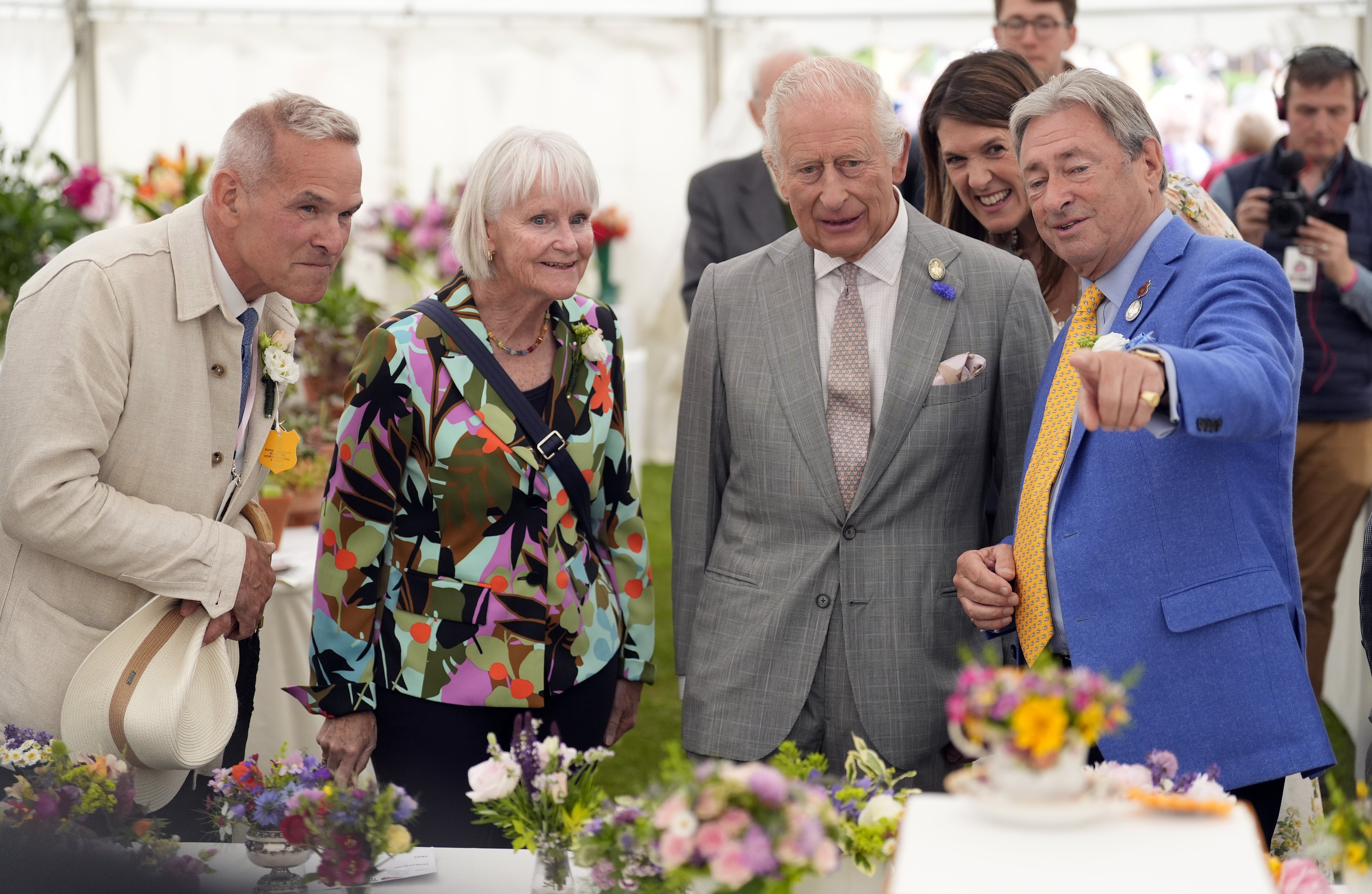 The King with Alan Titchmarsh at the Royal Windsor Flower Show in June