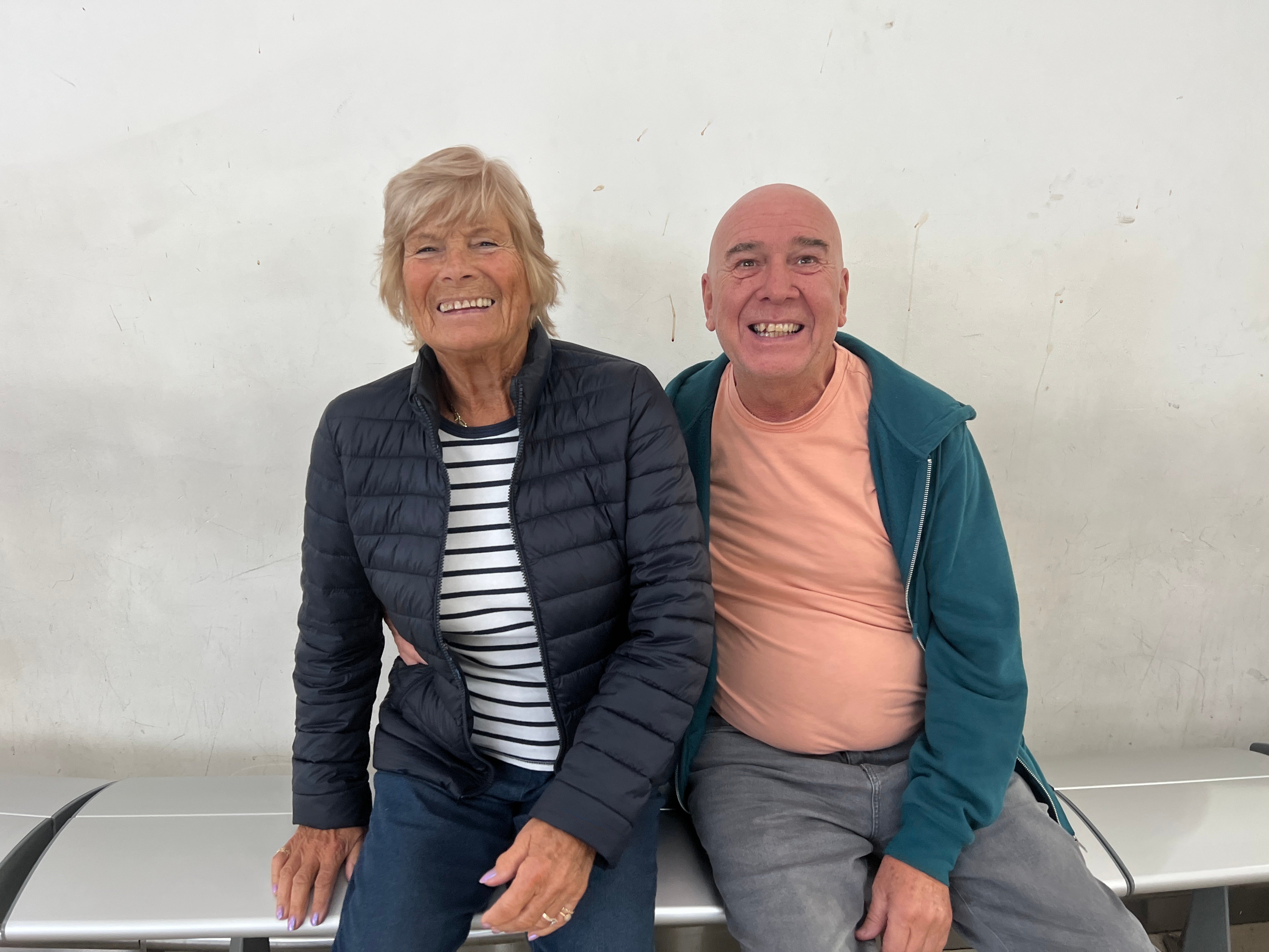 Going places: Beryl and Mick at Stansted airport