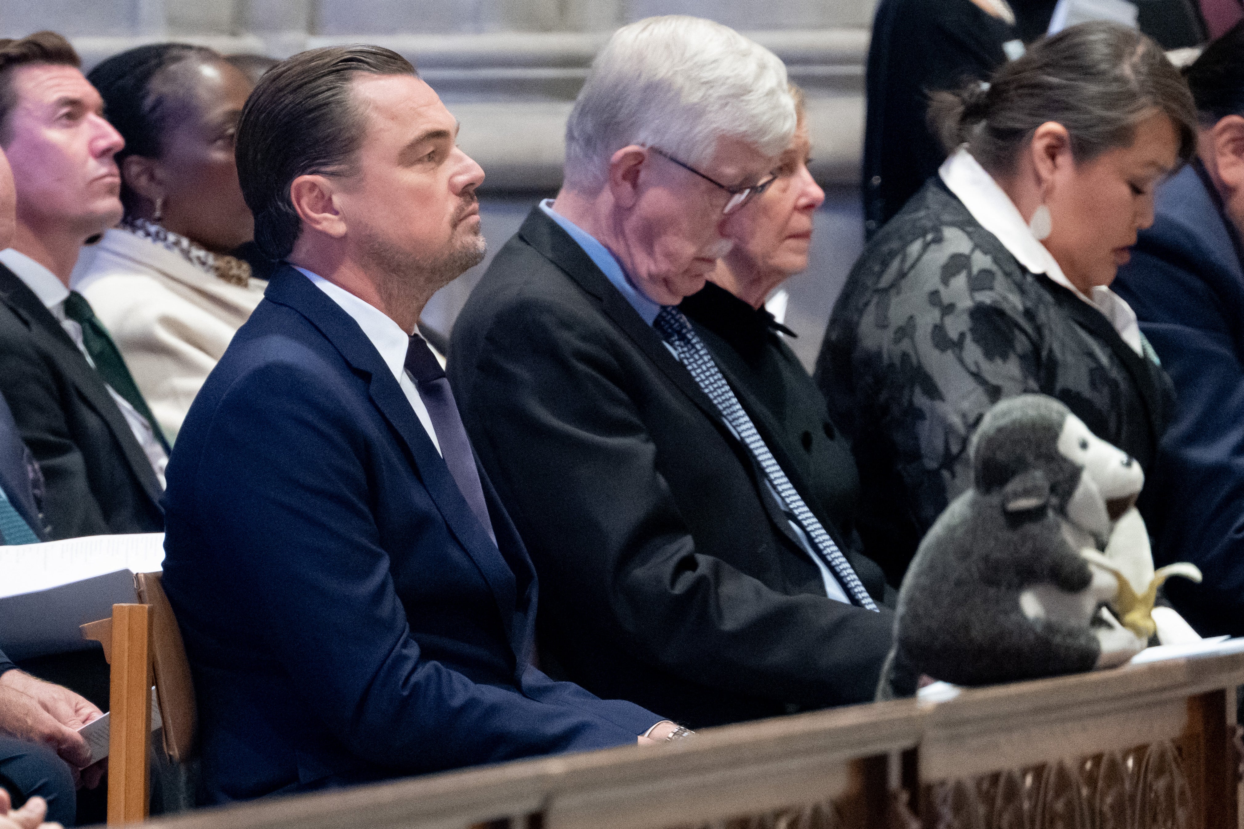 DiCaprio attends funeral services for Jane Goodall, the chimpanzee expert and environmentalist at the Washington National Cathedral in Washington, DC, November 12, 2025