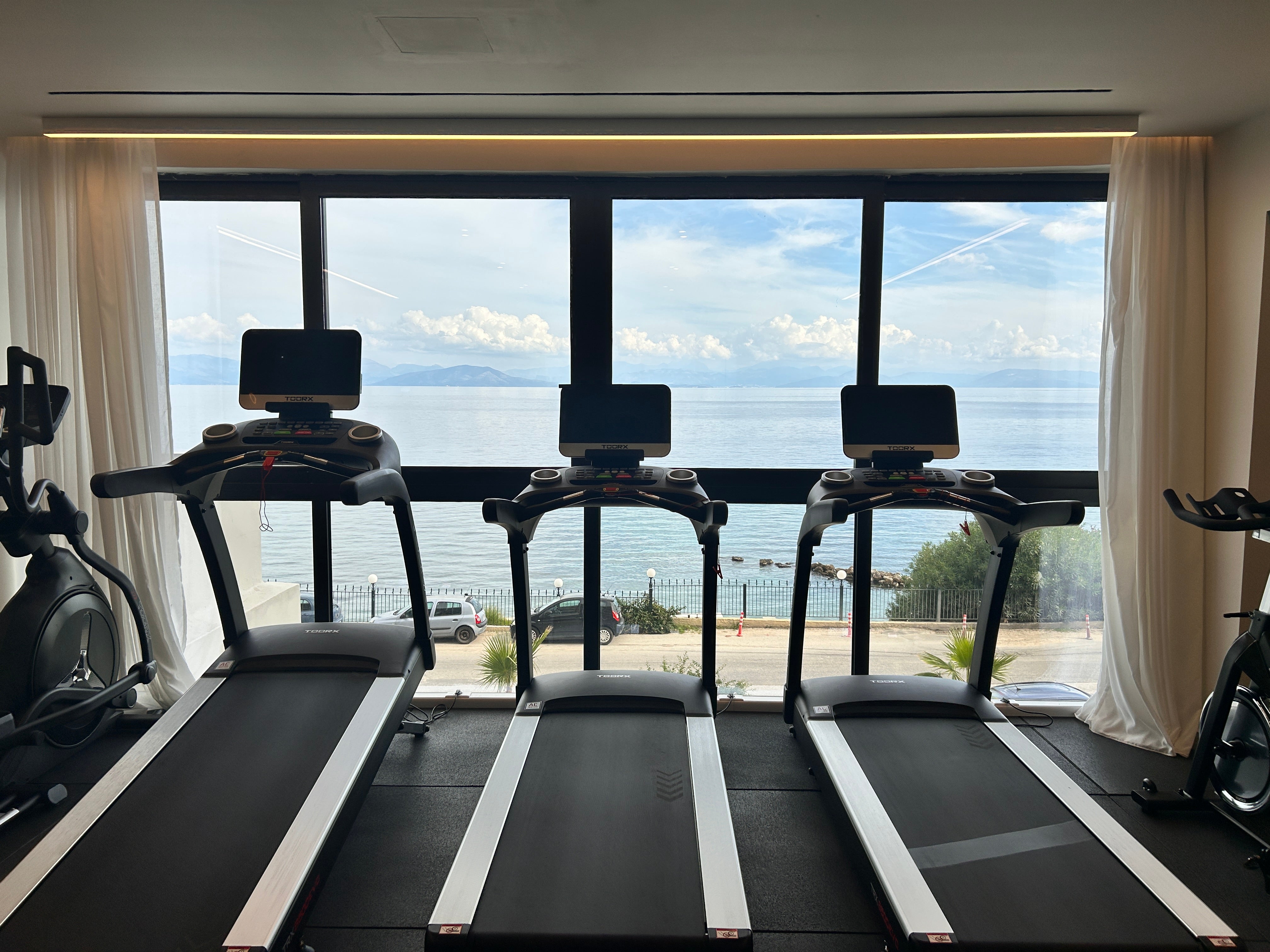 The Valmar gym with sea views
