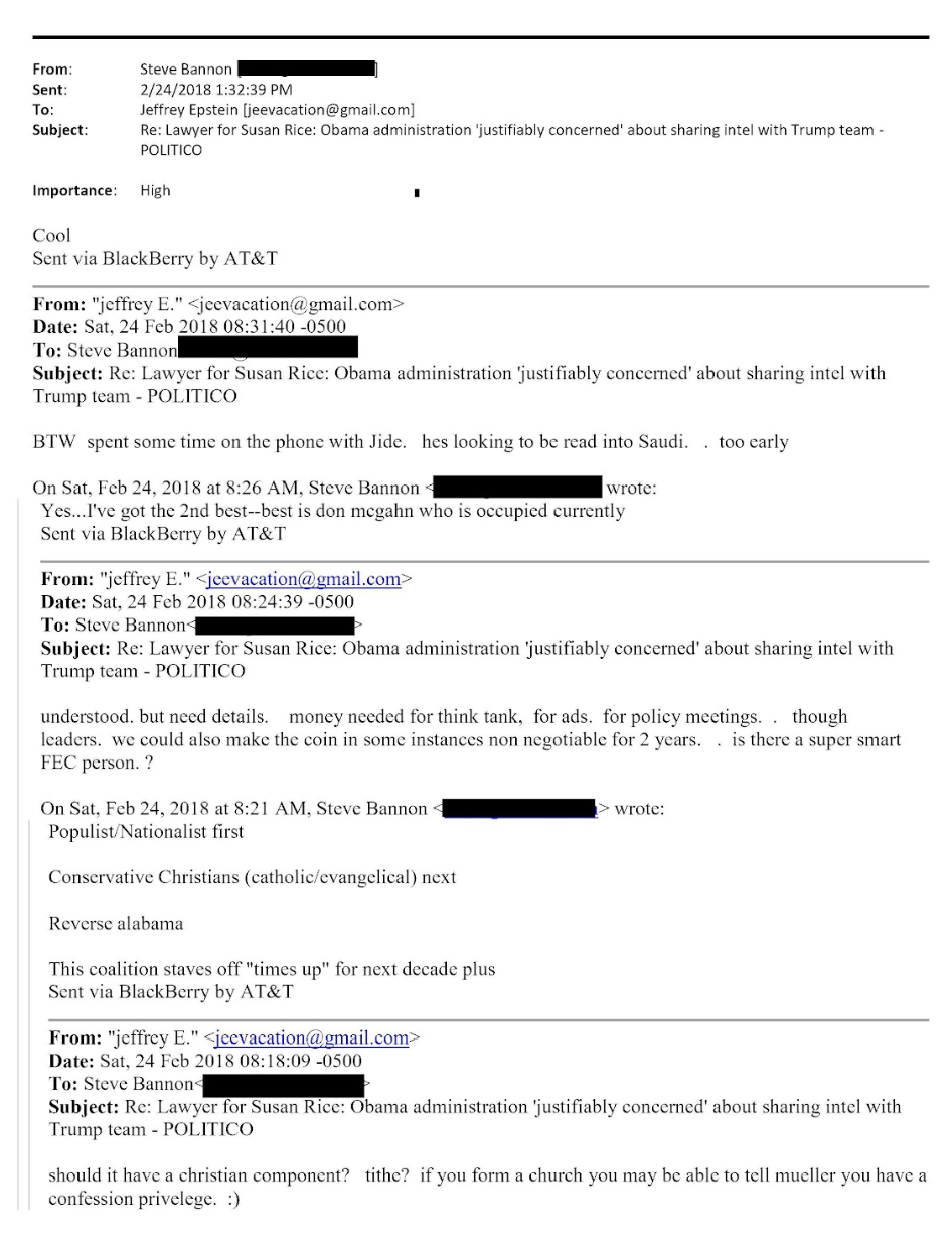 Steve Bannon, one of Trump’s closest advisers and a mainstay of the MAGA right, emailed with Epstein one year before he died