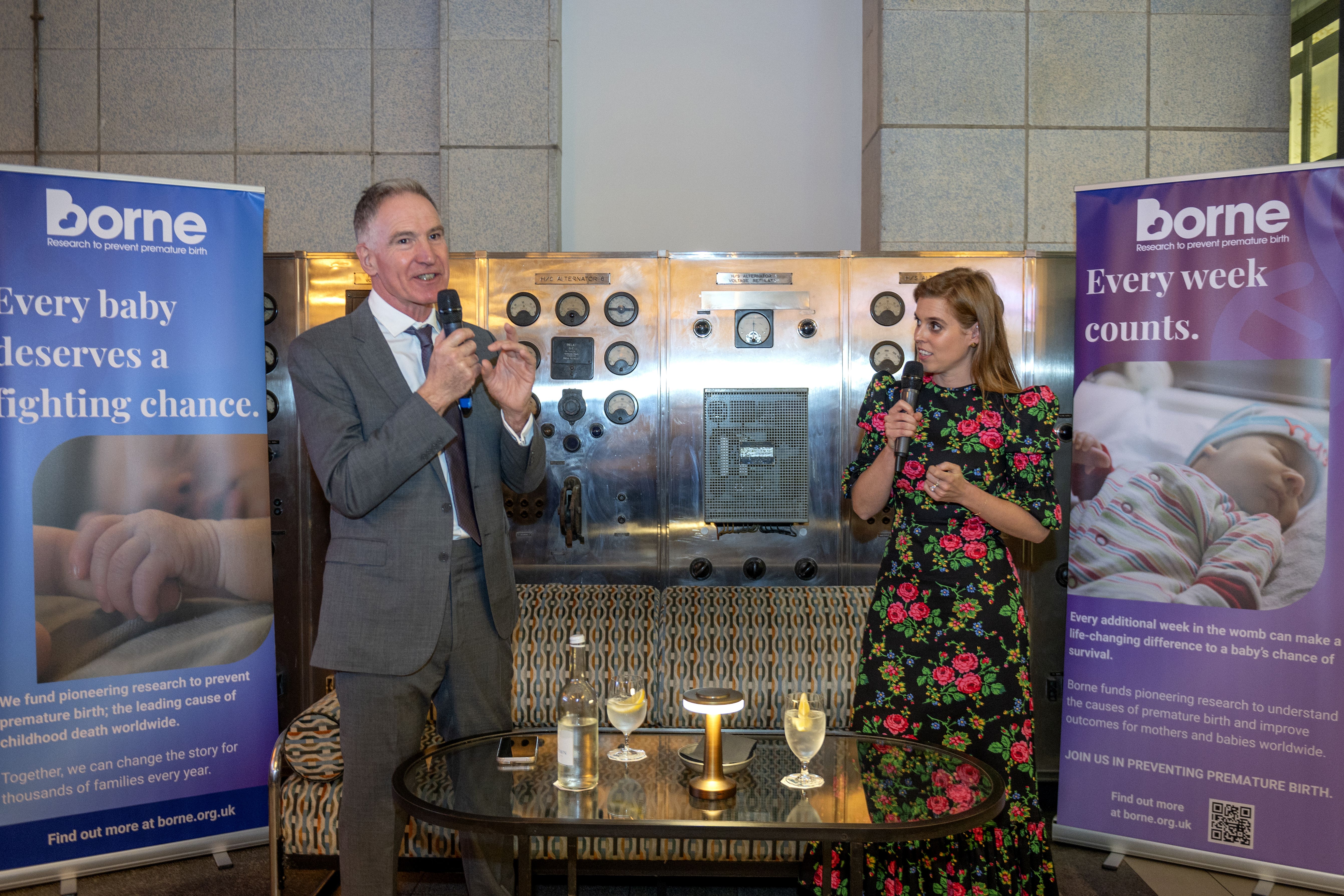 Princess Beatrice, patron of Borne and Professor Mark Johnson attending a supporter event for the birth research charity (Annabel Moeller/ Borne/PA)