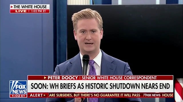 Fox News correspondent Peter Doocy made the first explicit on-air mention of the Epstein-Trump emails on Wednesday afternoon