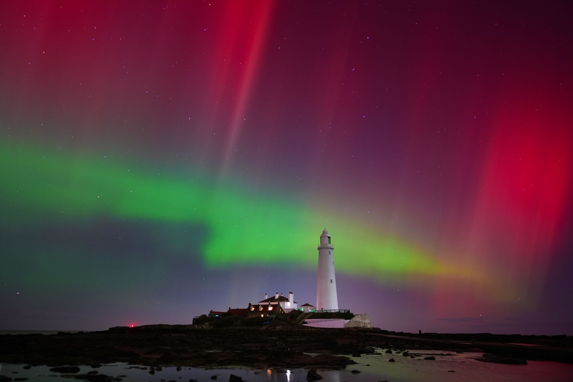 <p>Aurora borealis was seen in the northeast of England on Tuesday night</p>