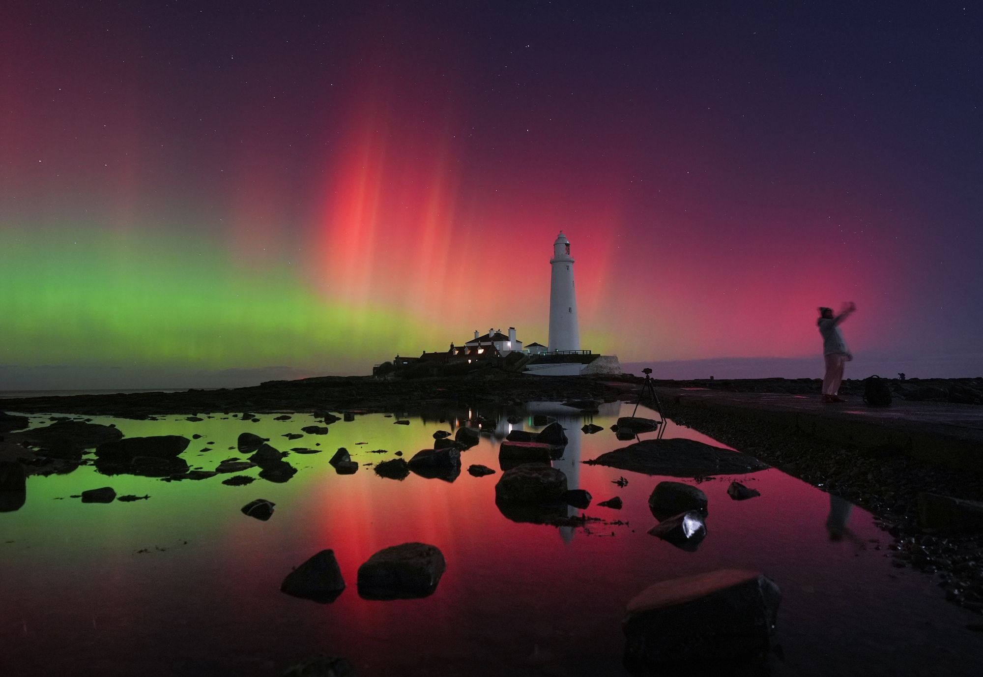 Northern lights are often easier to spot in remote locations with a clear sky, through a camera lens