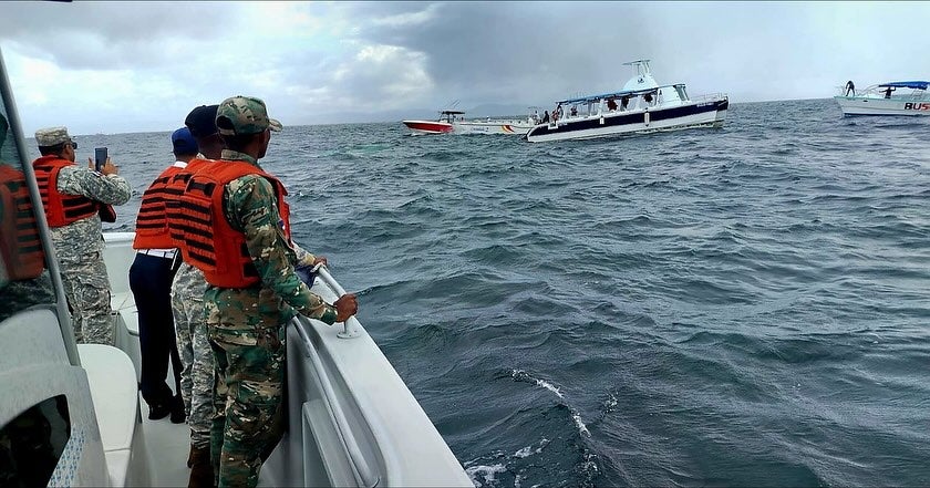 The navy stepped in to help after 50 Tui passengers capsized in a cruise catamaran