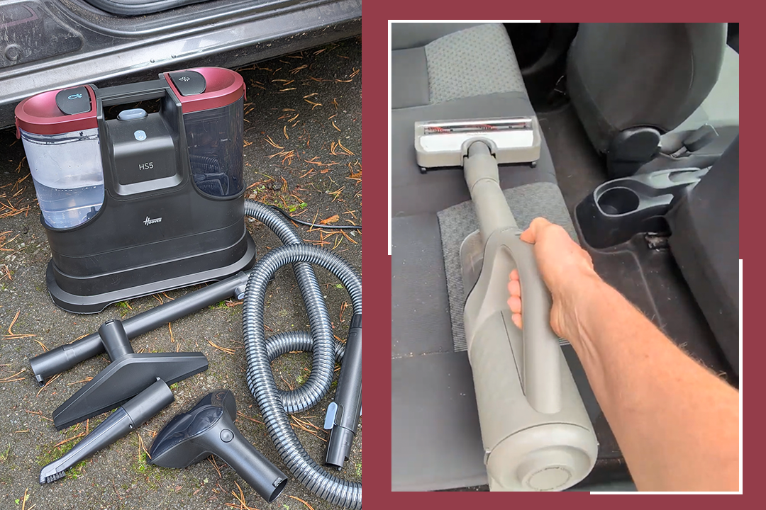 <p>Car vacuums tackle dry debris like crumbs and pet hair, while spot cleaners deal with stains using spray on solutions </p>