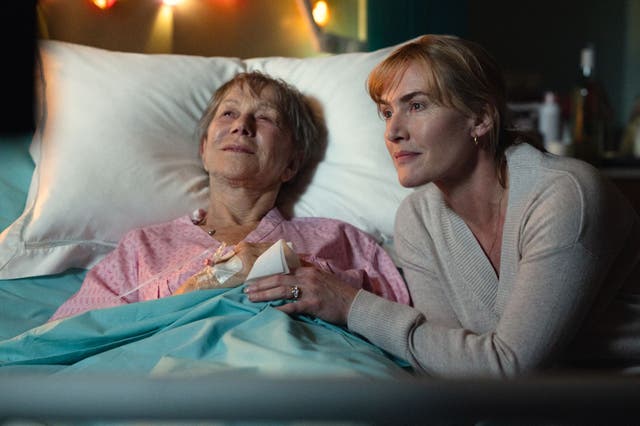 <p>Kate Winslet (right) stars in her directorial debut 'Goodbye June,' alongside Helen Mirren </p>