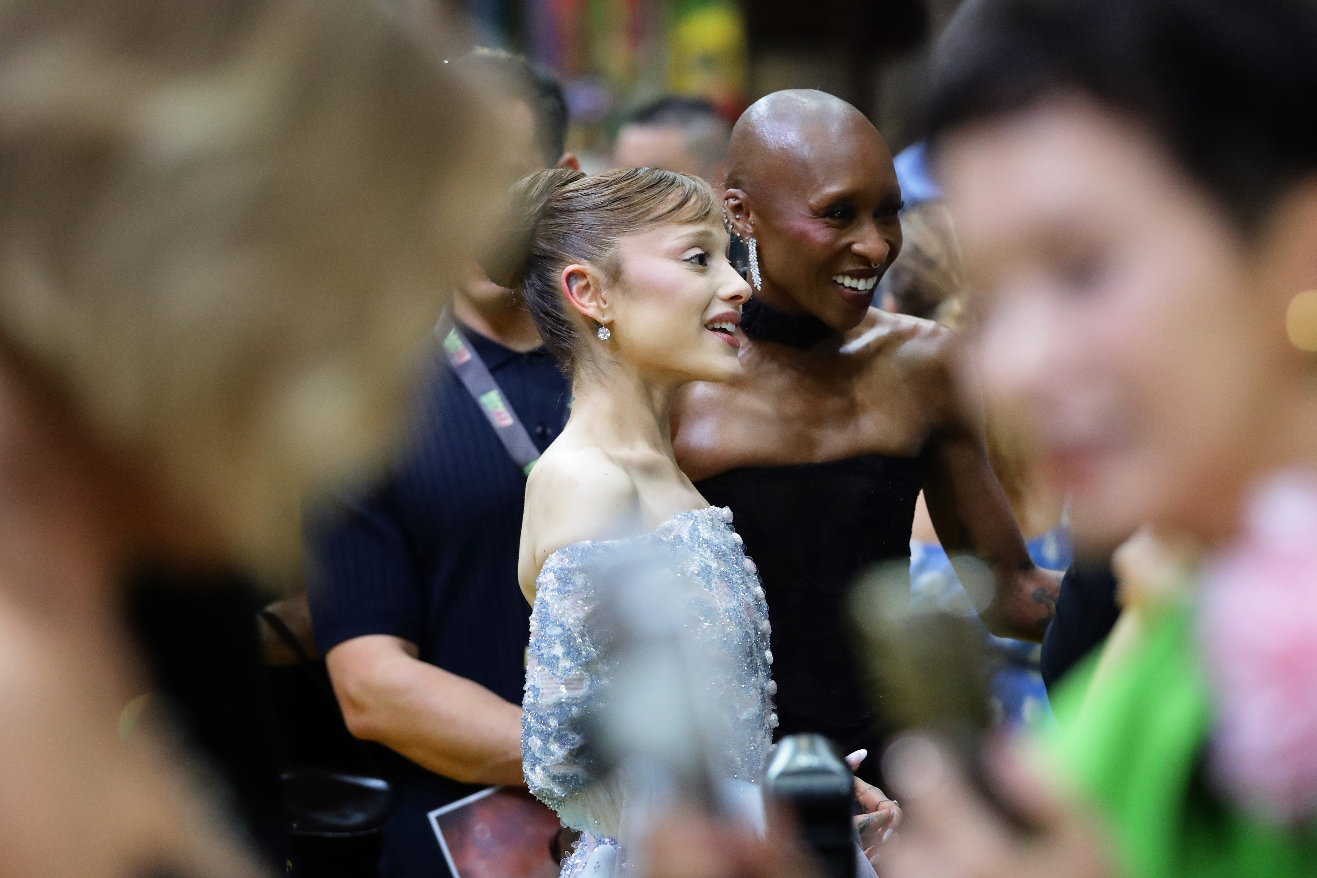 Ariana Grande was visibly shaken after a fan grabbed her at the premiere