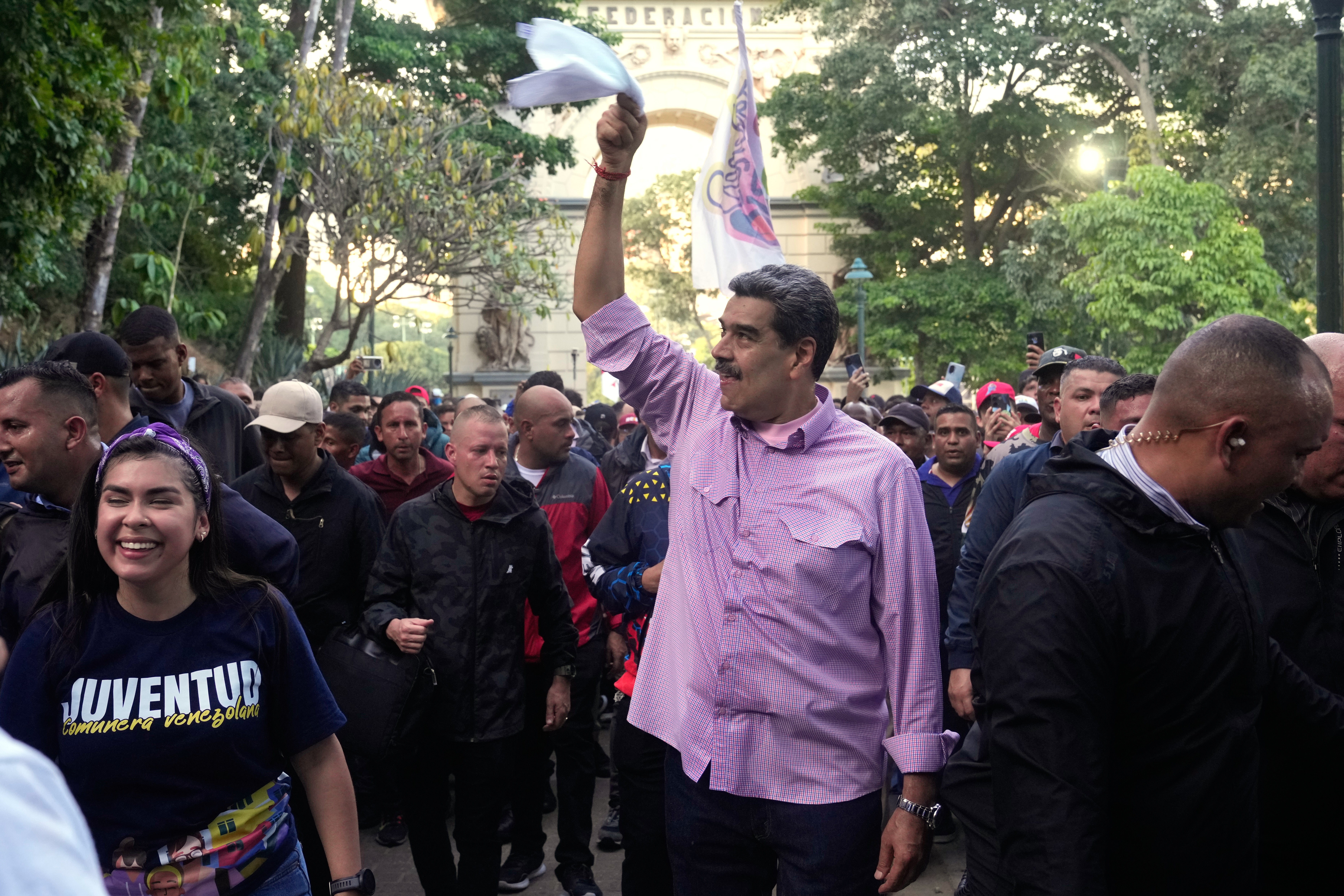 Venezuelan President Nicolás Maduro waves during a pro-government youth rally in Caracas earlier this month