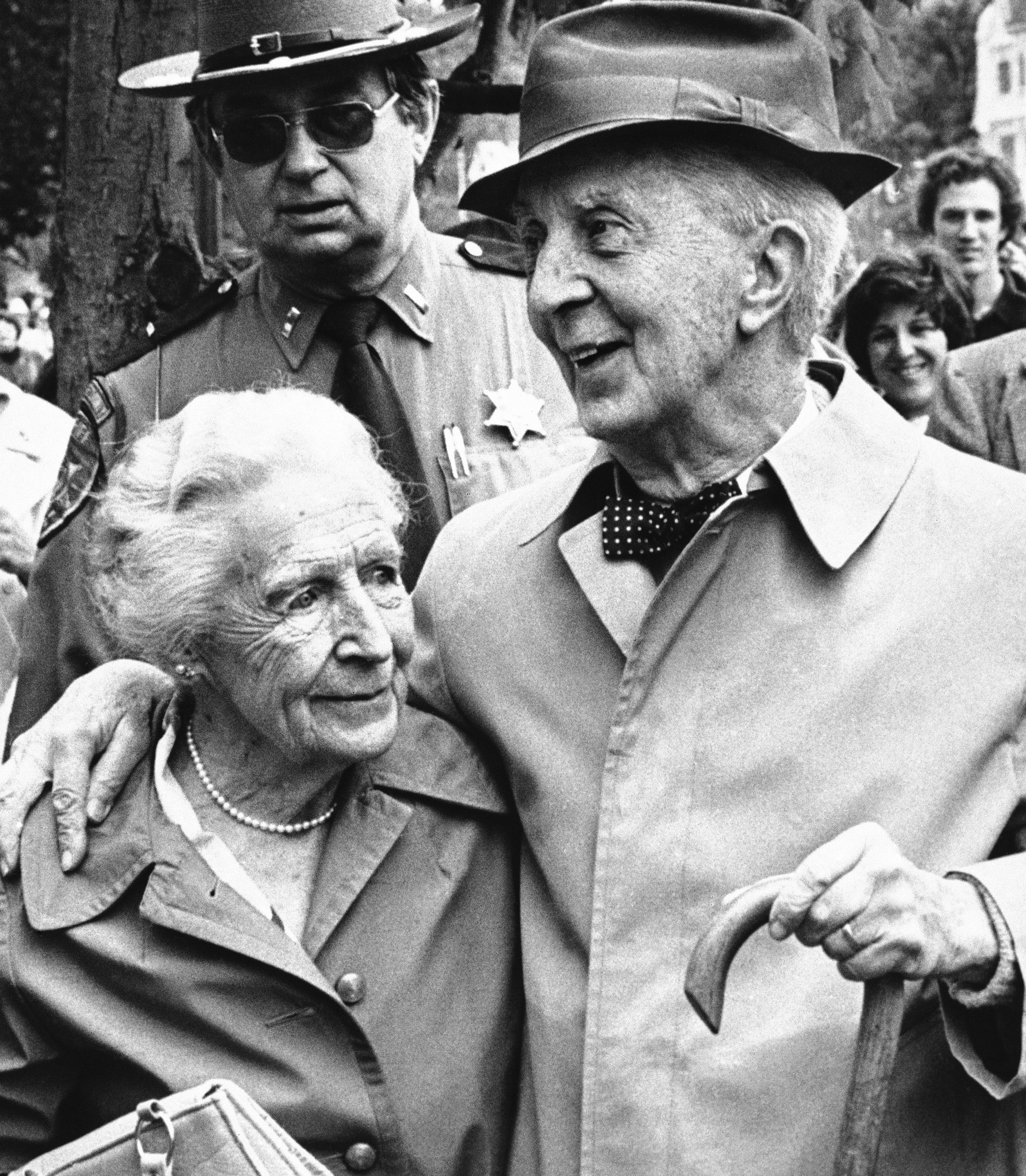 Norman Rockwell, right and his wife Molly, left, in his last public appearance at a 'Norman Rockwell Day' parade in Stockbridge, Mass., Nov. 9, 1978