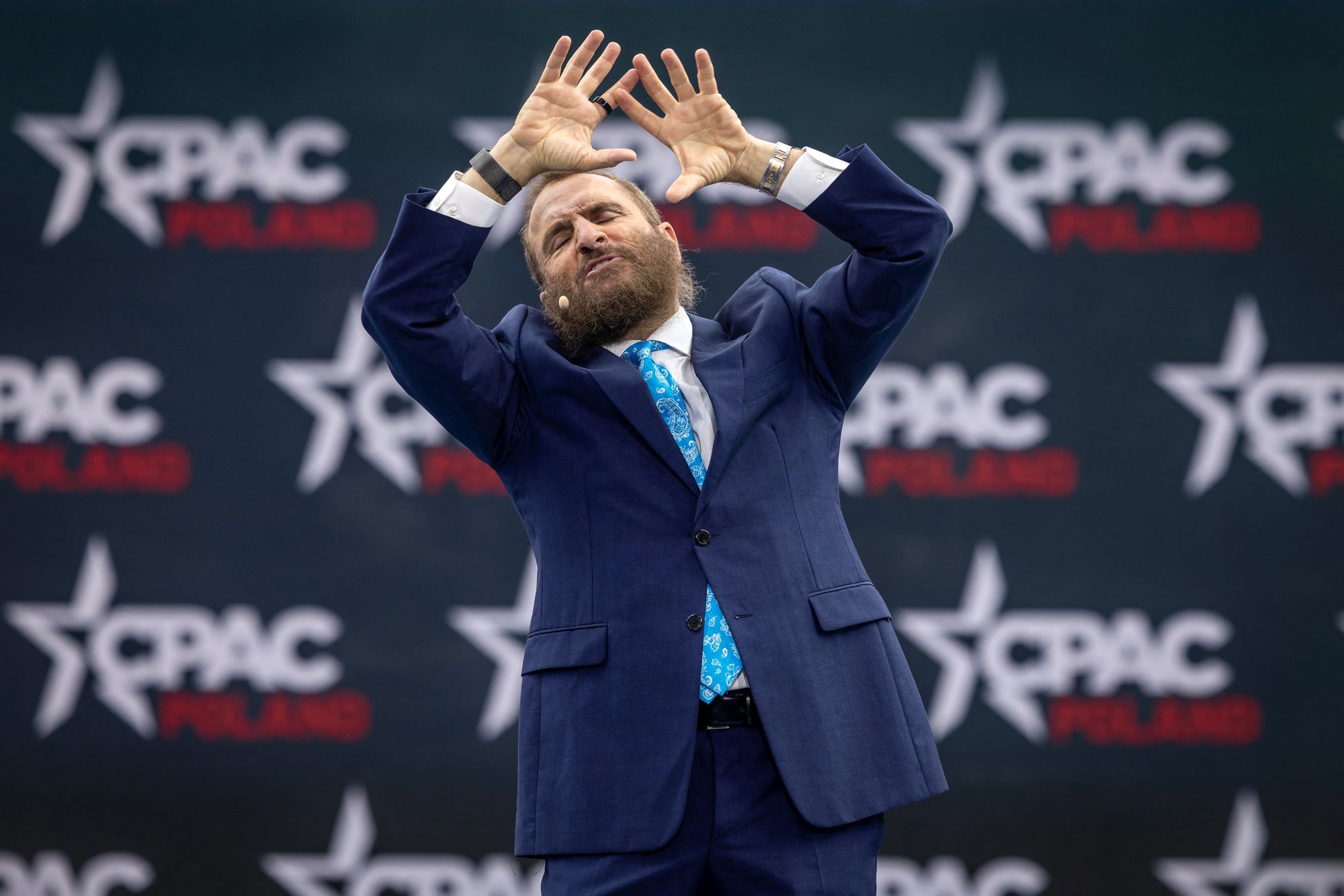 Shmuley Boteach, seen here speaking at the 2025 Conservative Political Action Conference in Poland, vows he will fight his condo board's lawsuit over its $710 room-usage fee