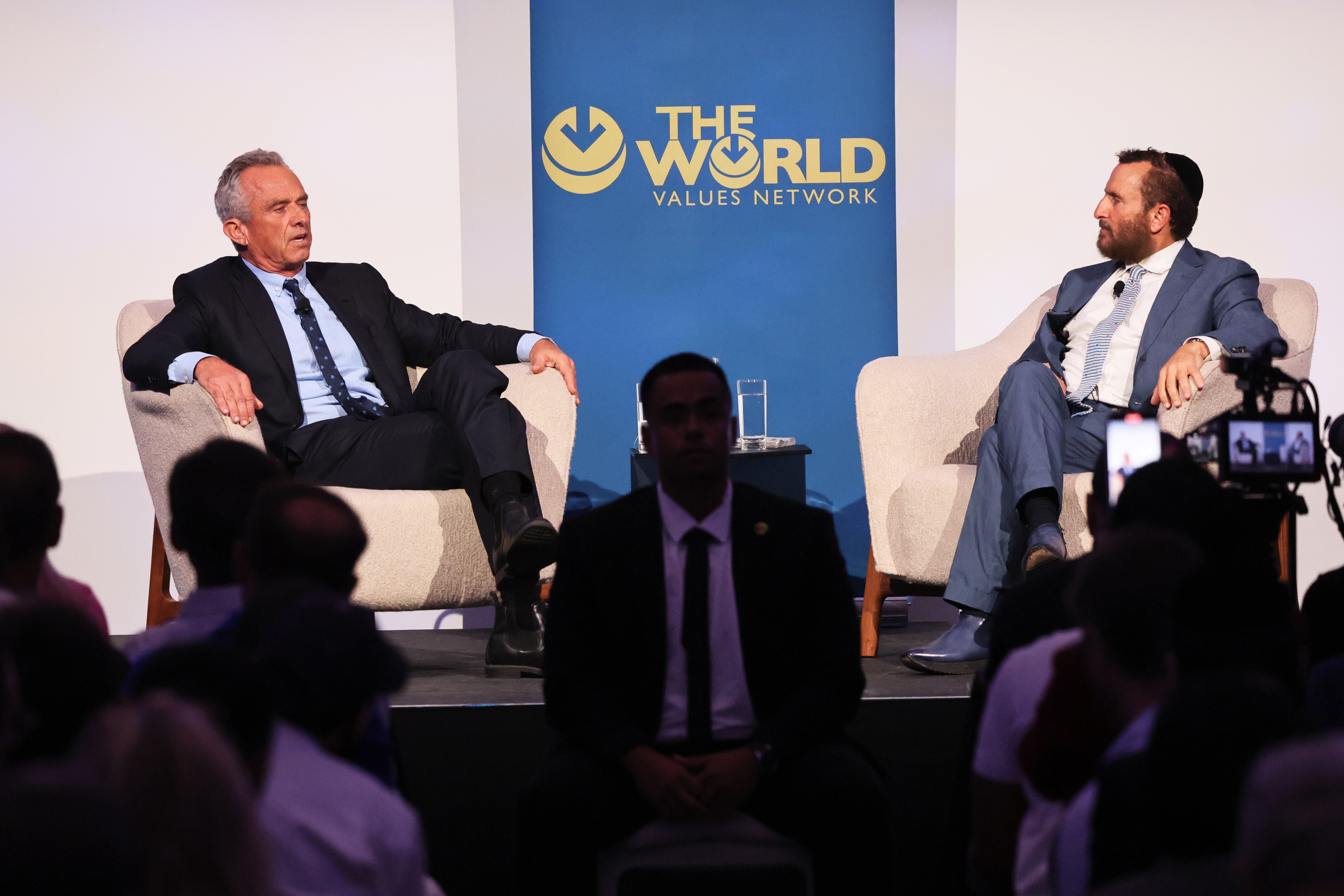 Rabbi Shmuley Boteach (right) is close with anti-vaxxer RFK Jr. the United States Secretary of Health and Human Services. The rabbi is now in a fight with his NYC building over an amenity fee for an event he hosted.