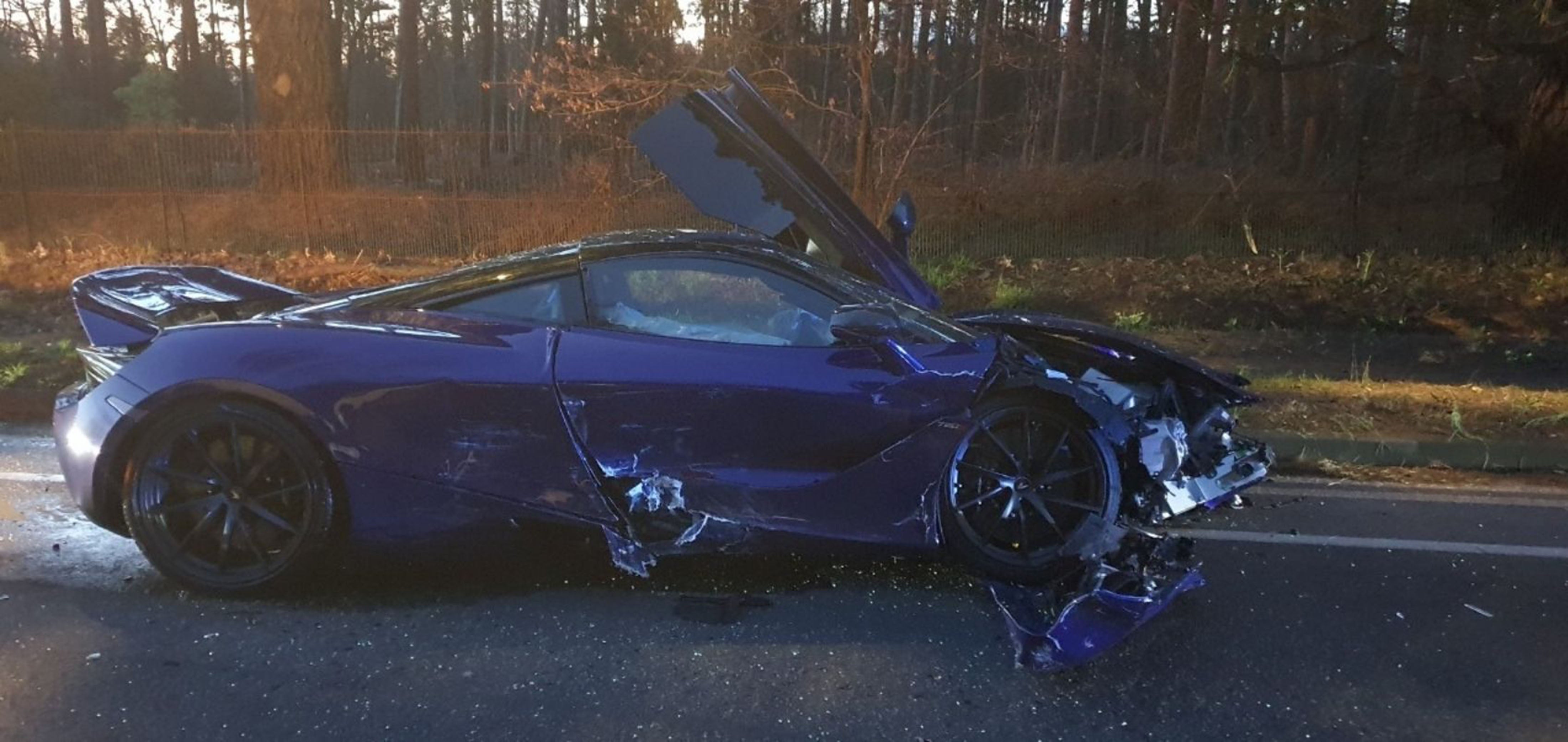 Undated handout photo issued by Surrey Police of the scene of the crash involving TikTok influencer Harrison Sullivan