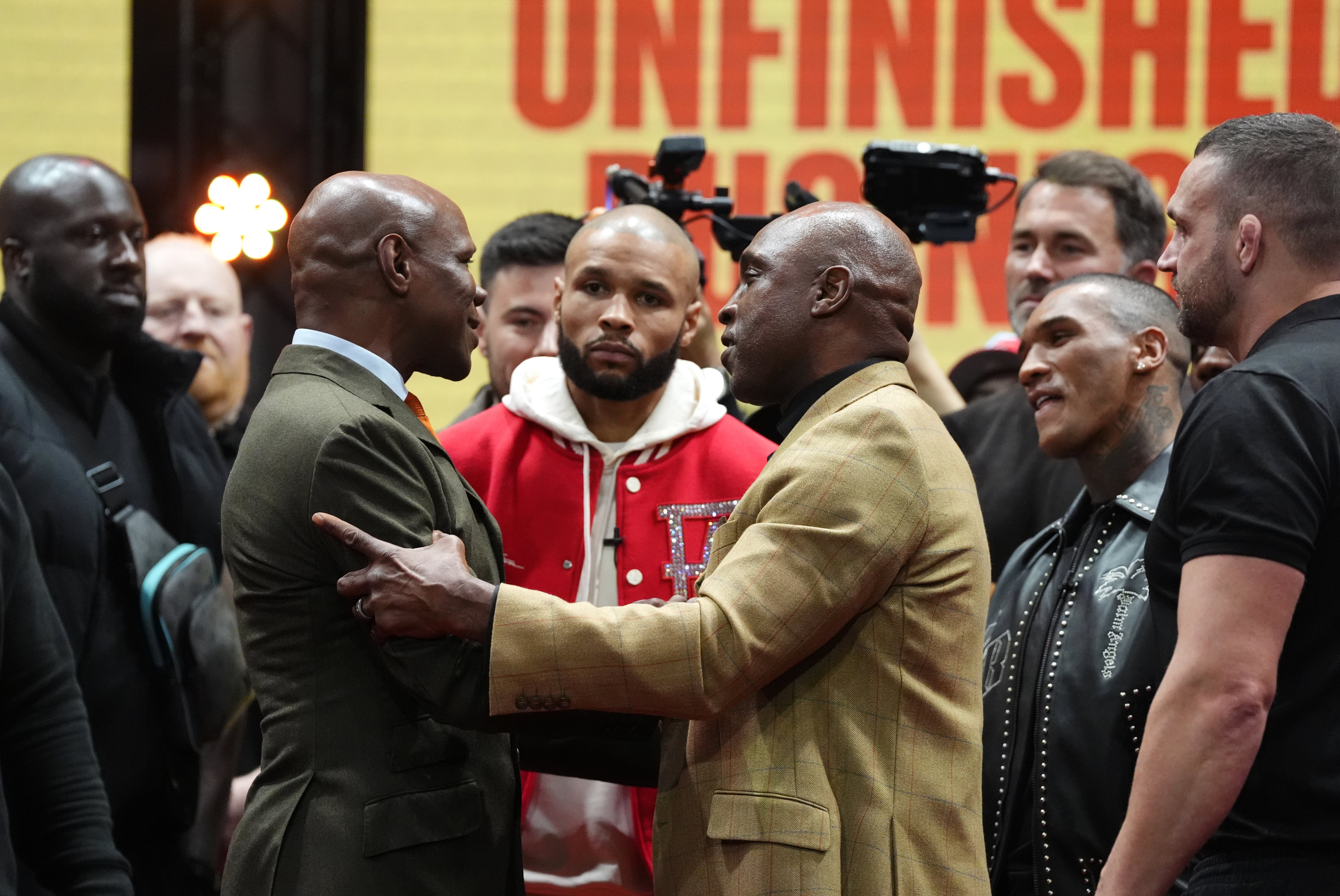 Chris Eubank Sr (left) and Nigel Benn during a press conference