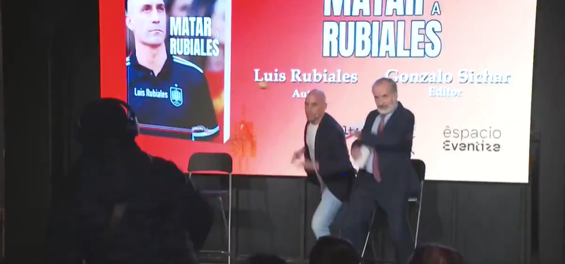 The moment Rubiales was egged, allegedly by his uncle