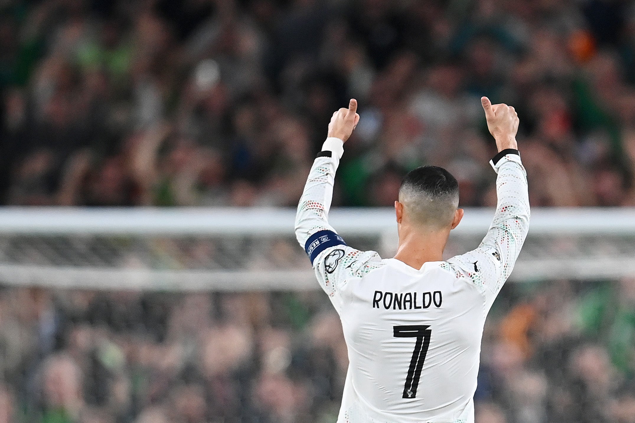Ronaldo reacts after being jeered off the pitch following his red card