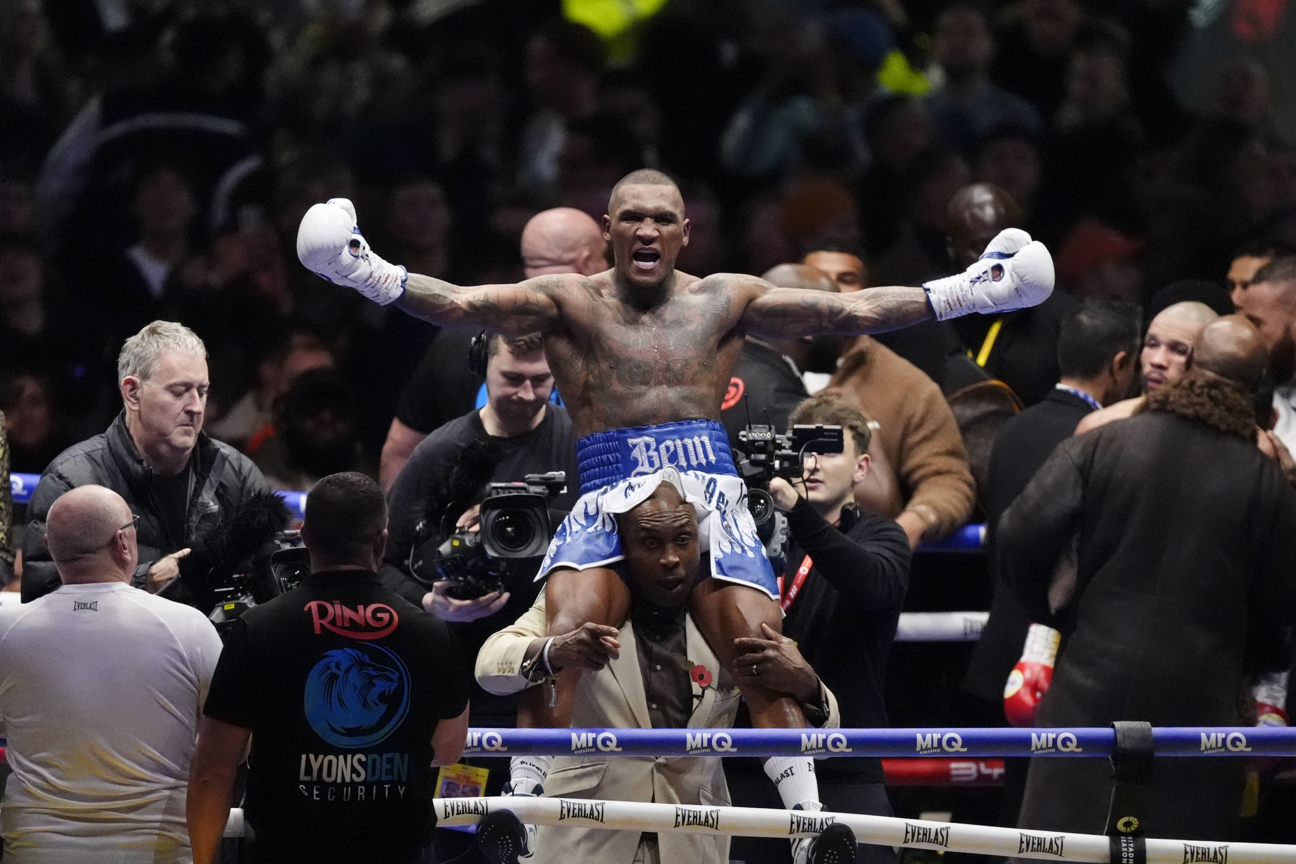 Benn was hoisted aloft by his father, who had a rivalry with Chris Sr in the 1990s