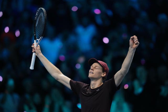 Jannik Sinner reacts after winning the ATP Finals (Antonio Calanni/AP)