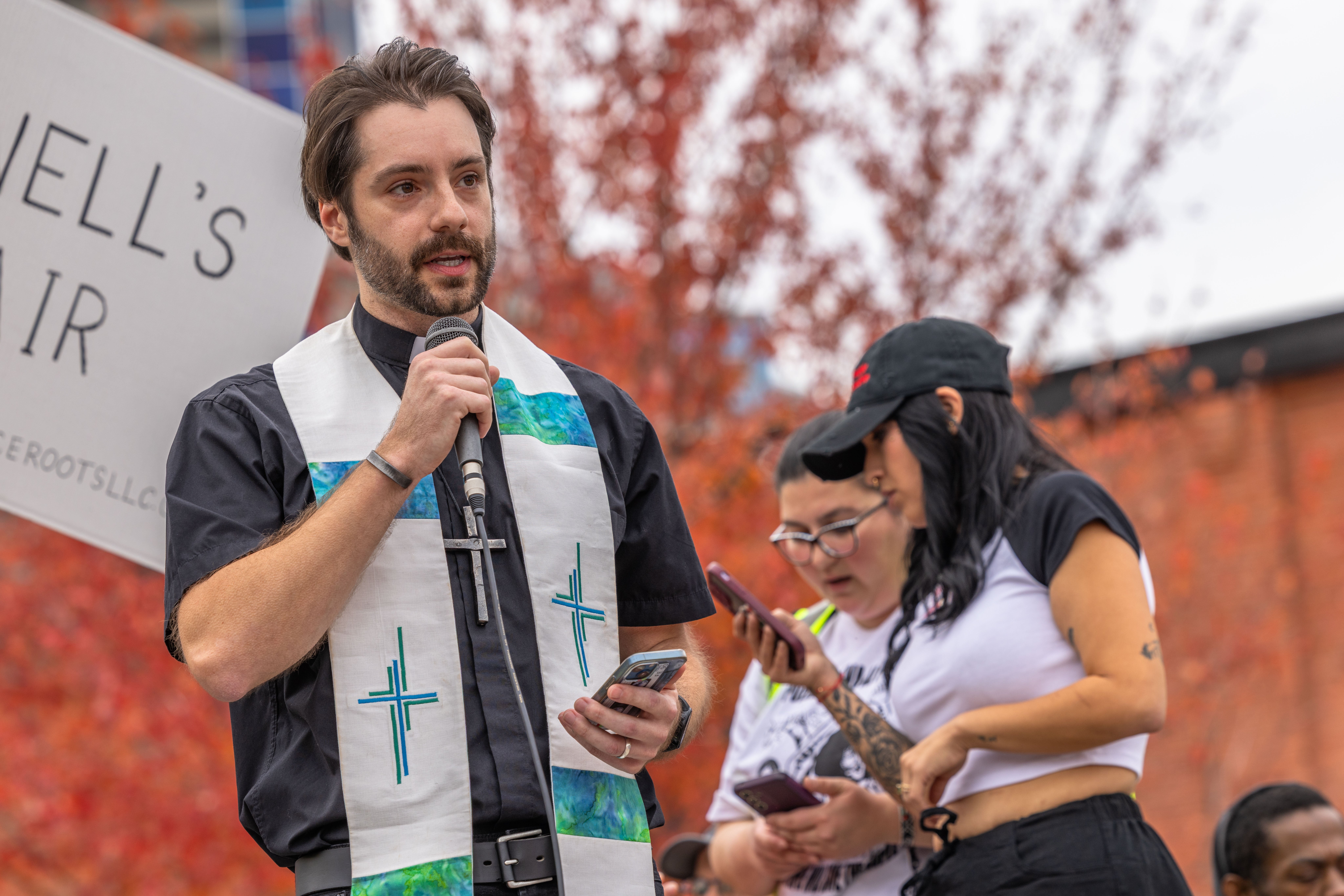 A member of a church joins protests in Charlotte against the Border Patrol and ICE operation