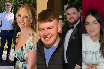 Shay Duffy, 21, Chloe Hipson, 21, Dylan Commins, 23, Alan McCluskey, 23 and Chloe McGee, 23, died in the collision in Dundalk