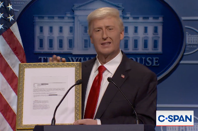 Saturday Night Live ’s cold open saw the fictional president Trump offer to sell the Epstein files for $800 after facing pointed questions about why he won’t do more to disclose information on the late sex criminal