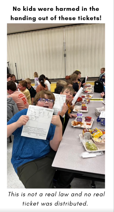 The video noted that the law and tickets were not real