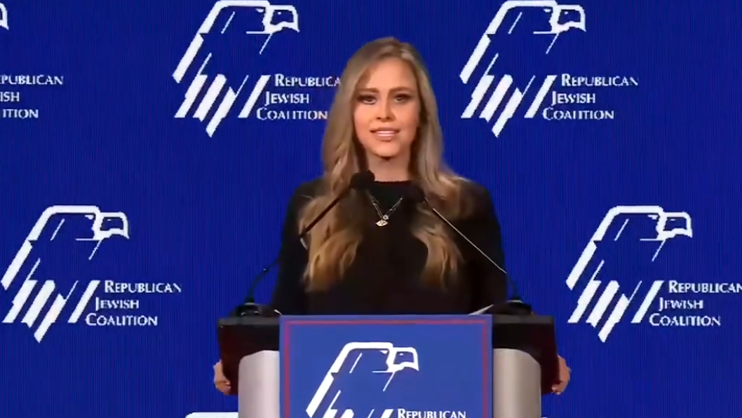 OAN anchor Stella Escobedo, seen here speaking at the Republican Jewish Coalition, has publicly criticized both Vish Burra and Matt Gaetz over Burra's tweets.